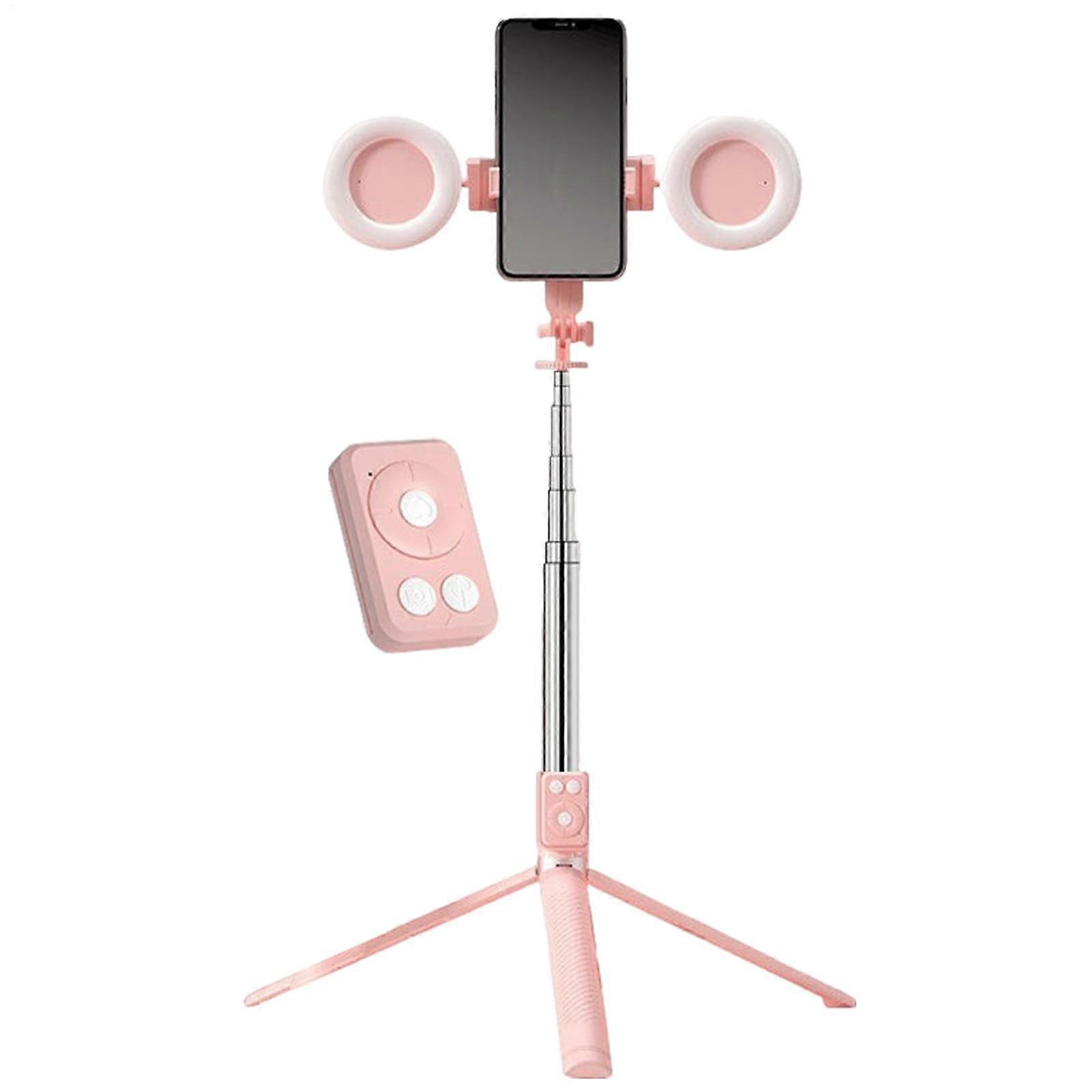 6in1 Selfie Stick with Light  Tripod Stand for Phone  Extendable Tripod with Wireless Pink