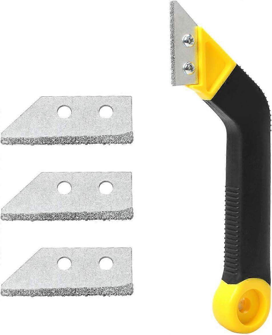 TTMA Grout Remover Tile Grout Saw Angled Grout Scraping Rake Tool with 3 Pieces Extra Replacement Accessories for Tile Cleaning
