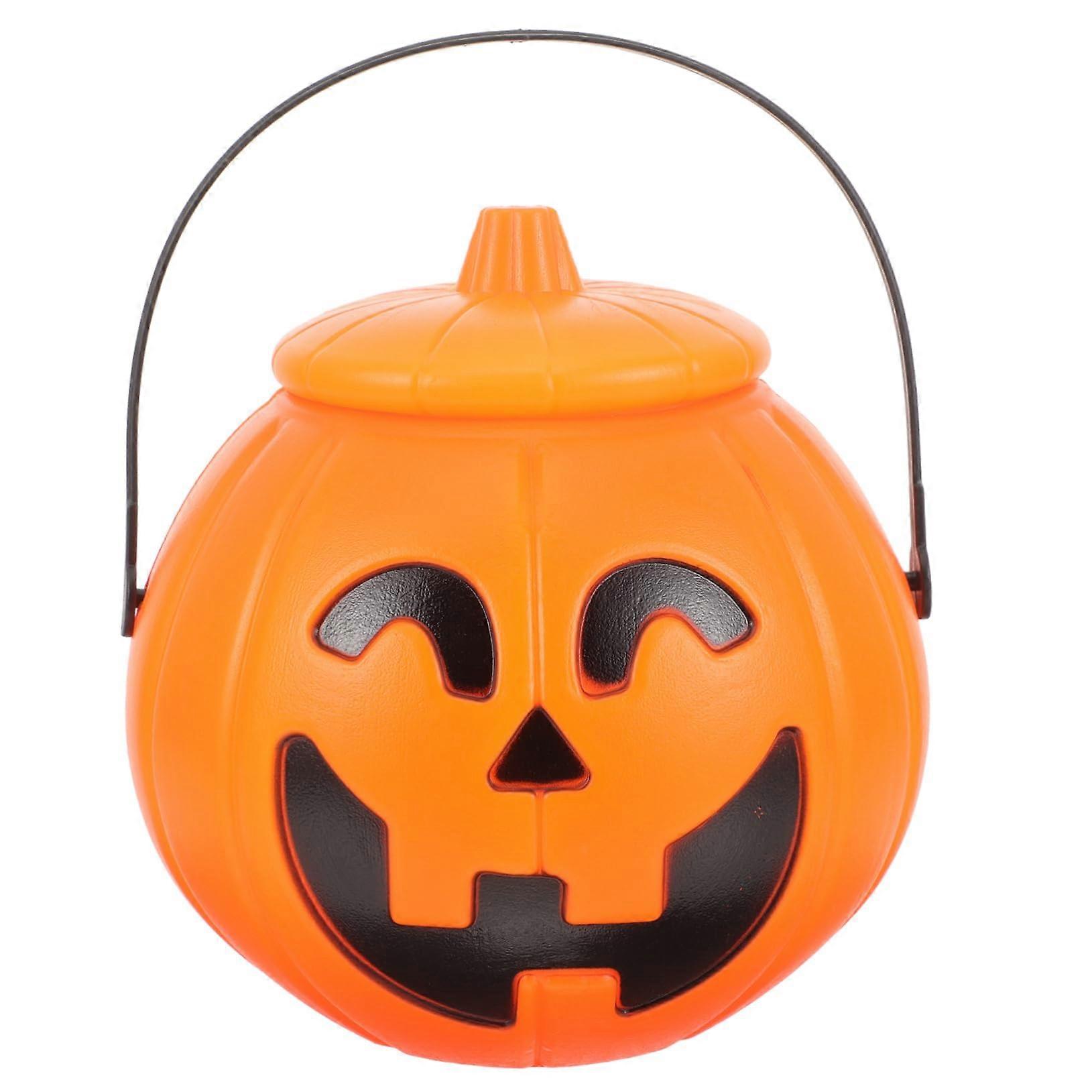 Portable Pumpkin Bucket for Halloween Treats, Spider Web Design, PP Material, 8 Inch Size for Sweets and Gift Packaging