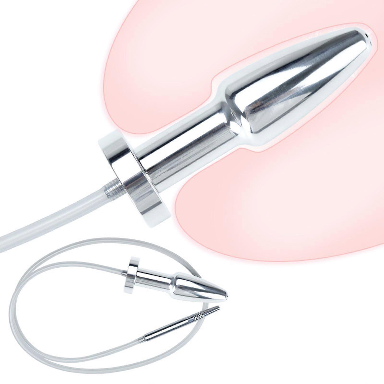 2 in 1 Urethra Dilator with Shower Plug, Metal Butt Plug with Silicone Catheter