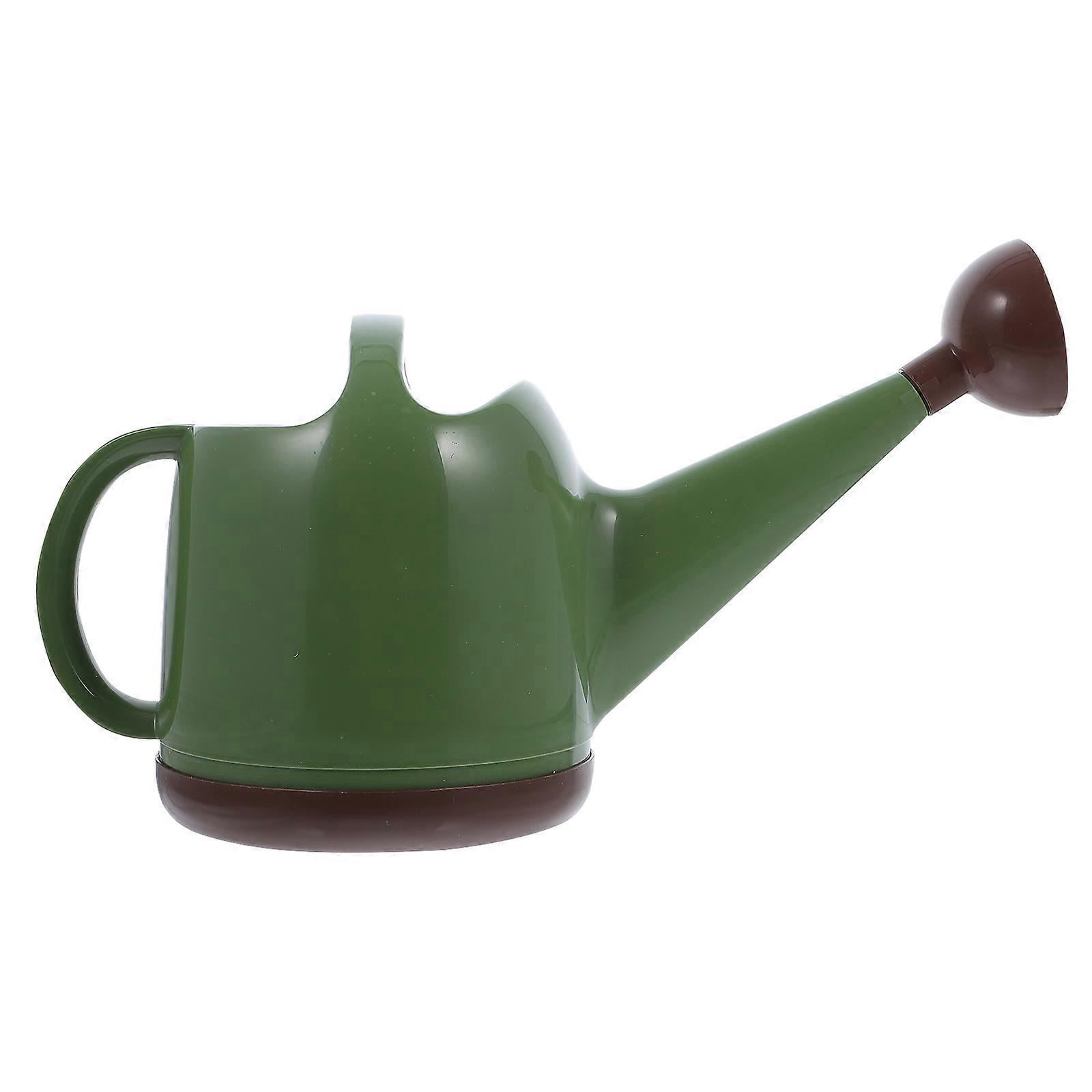 Green Plastic Watering Pot for Gardening with Smooth Design and Detachable Shower Head 4L