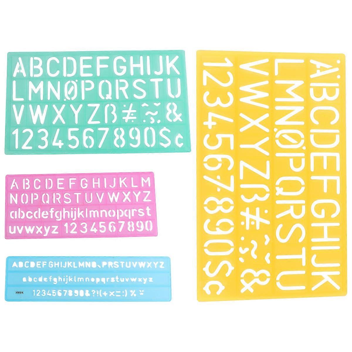 Small Stencil Letters Graffiti Rulers Alphabetic Symbols Childrens Drawing Stencils Hollow Plastic 4Pcs