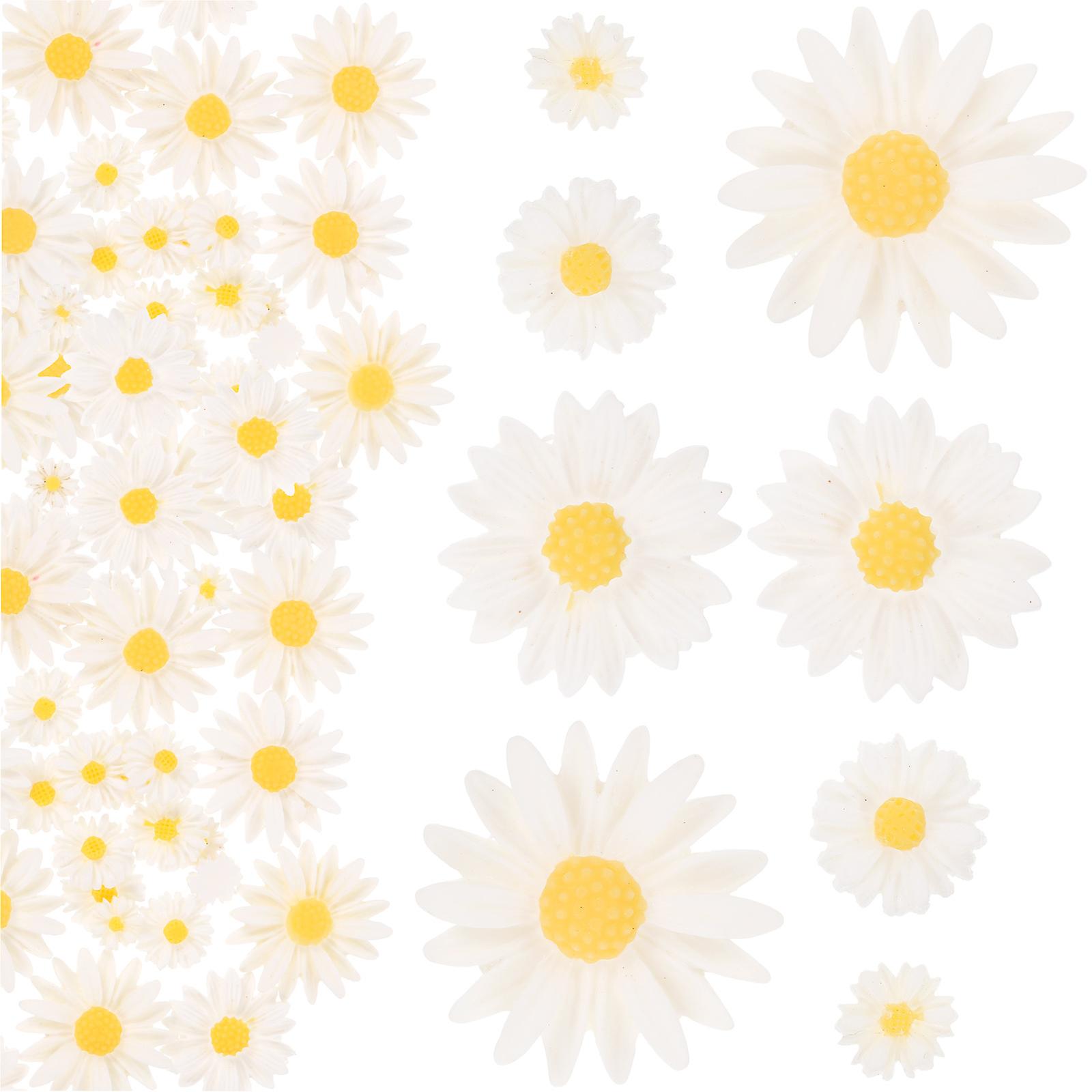 White Resin Flower Bands Diy Charms For Handicrafts And Phone Shells Small Daisy Craft Pieces 60Pcs