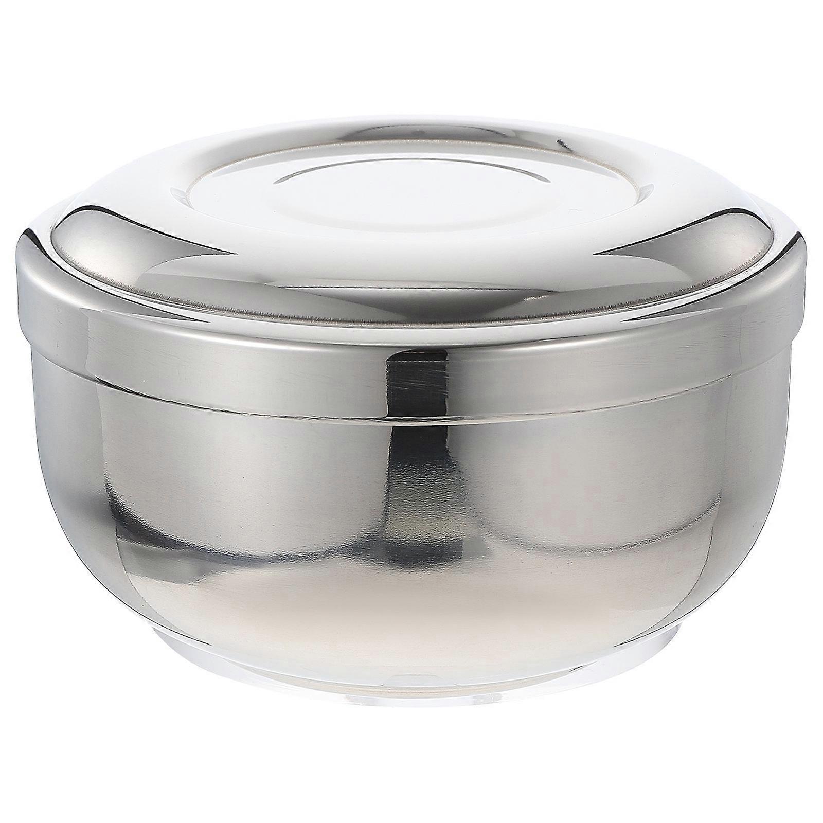 Stainless Steel Shaving Soap Bowl with Lid, Slip Resistant Base, Durable Bubble Container for Rich Foam, Classic Design for Home Barber Experience