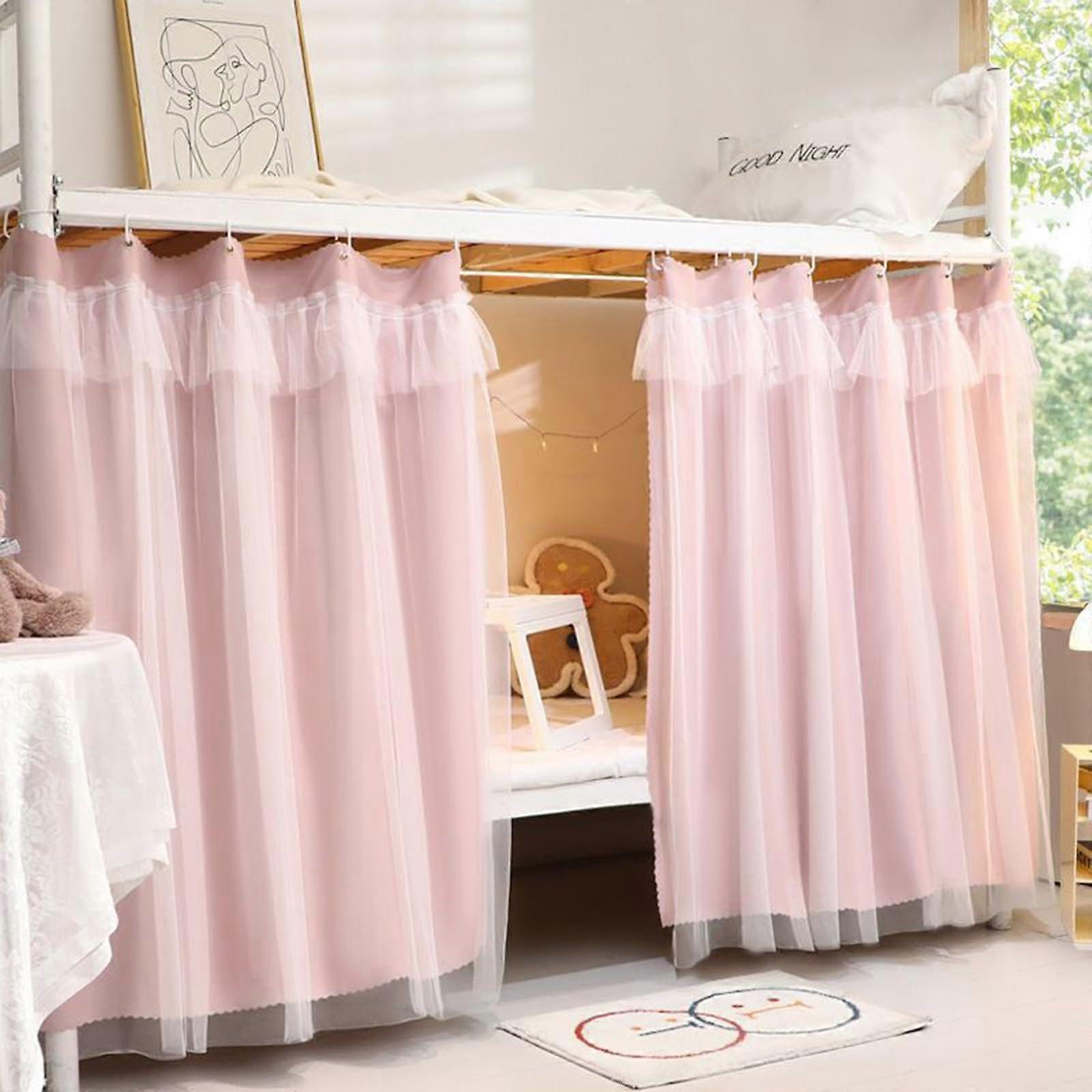 Bunk bed curtains for lower bunk, breathable for privacy and dustproof (Pink, 150 cm).