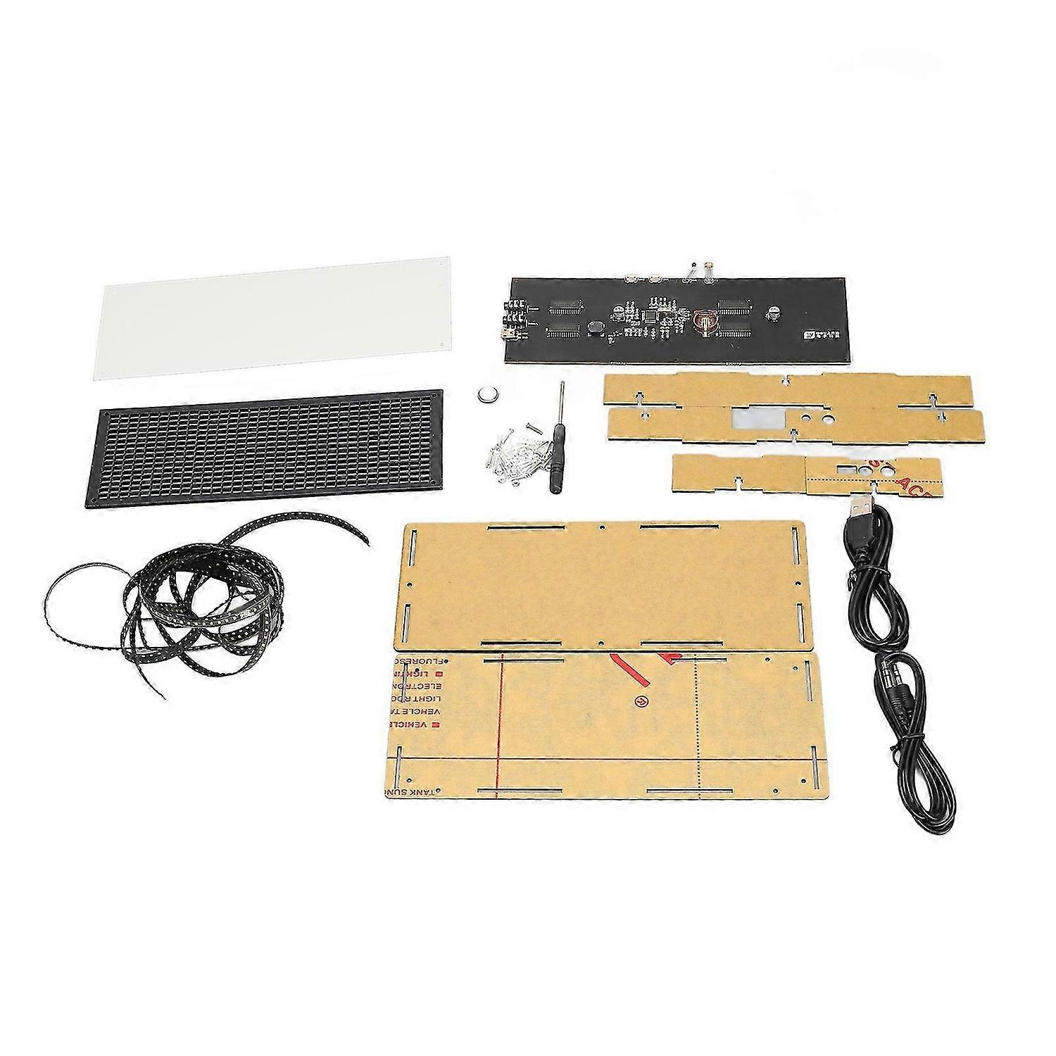 LED Music Spectrum Clock Kit 16x32 Segment Rhythm Light Digital LED Electronic Clock DIY Kit