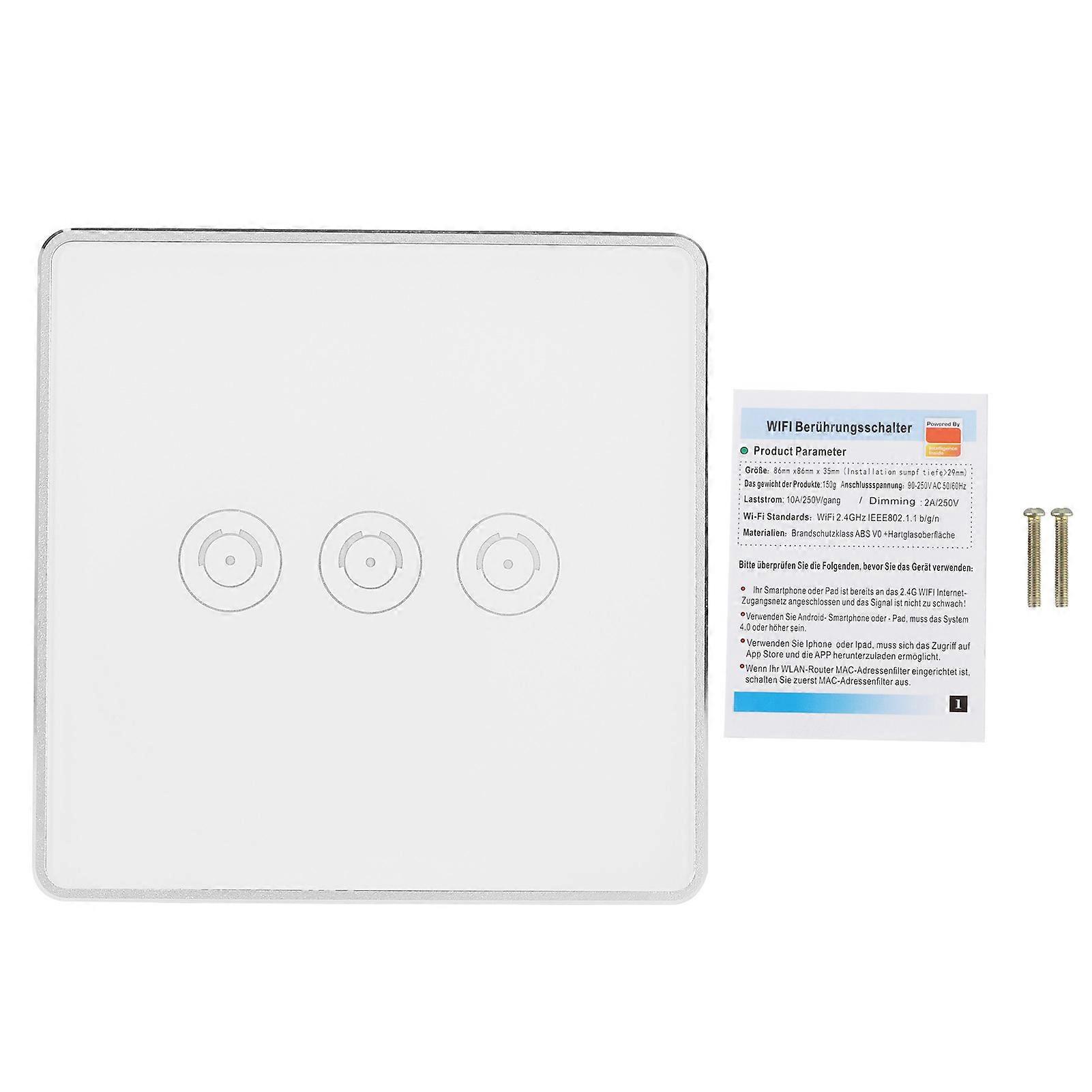 Smart Switch Wifi Wireless Touch Switch APP Remote Control British Standard 95‑240VAC S104‑3
