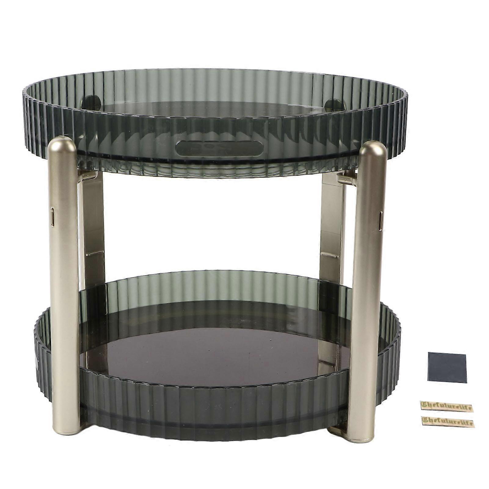 Double Layer Rotating Makeup Organizer Multifunctional Rotating Cosmetic Shelf for Home