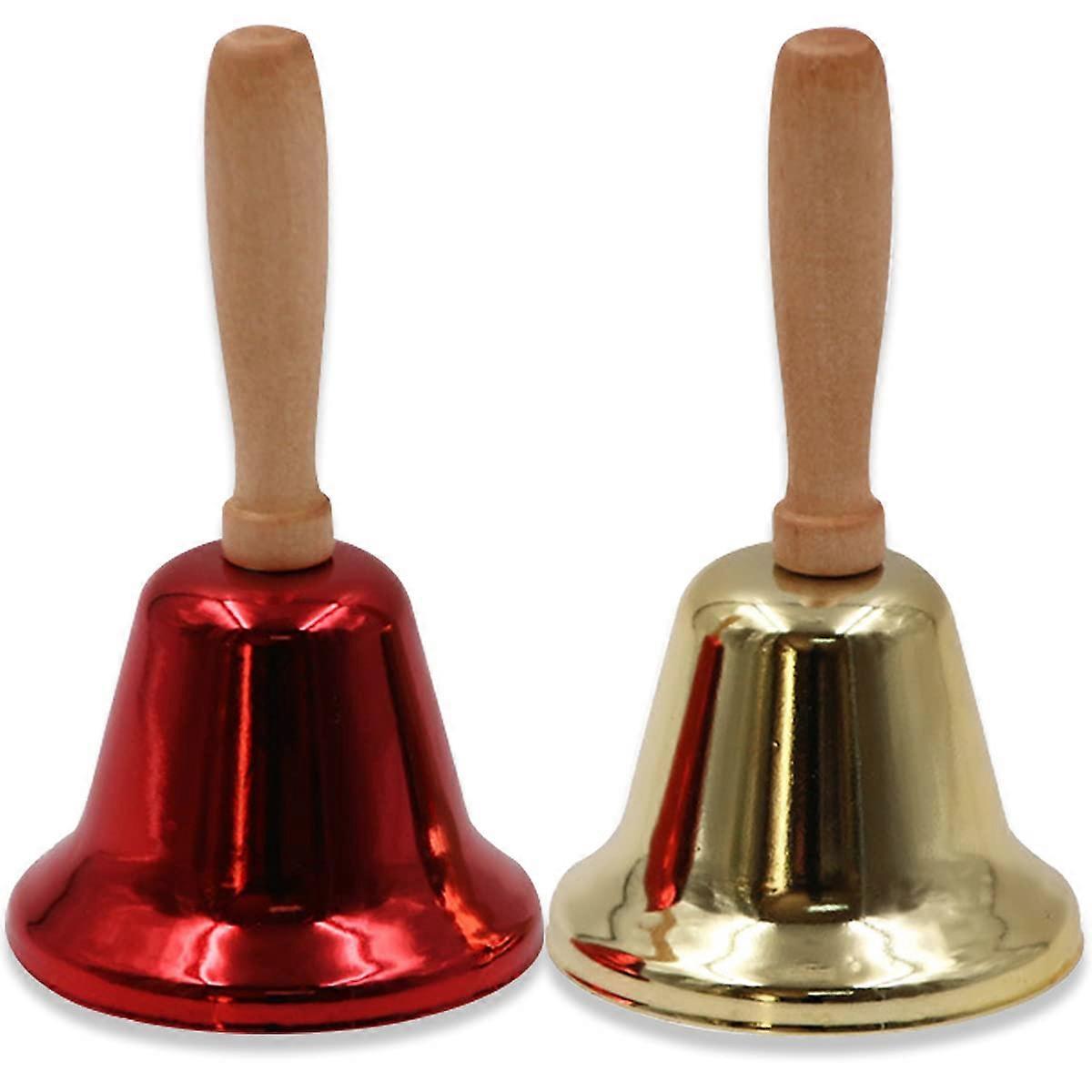 Metallglocken mit Holzgriff, für Schule, Abendessen, Hotel, Meditation, 2er Pack