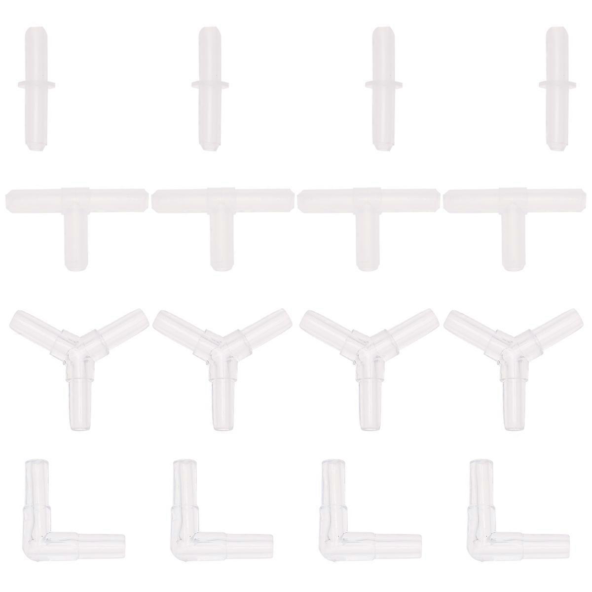 Fish Tank Fitting Practical Oxygen Pipe Air Pump Accessory Aquarium Home Use Straight Elbow Crystal Three Head 40Pcs