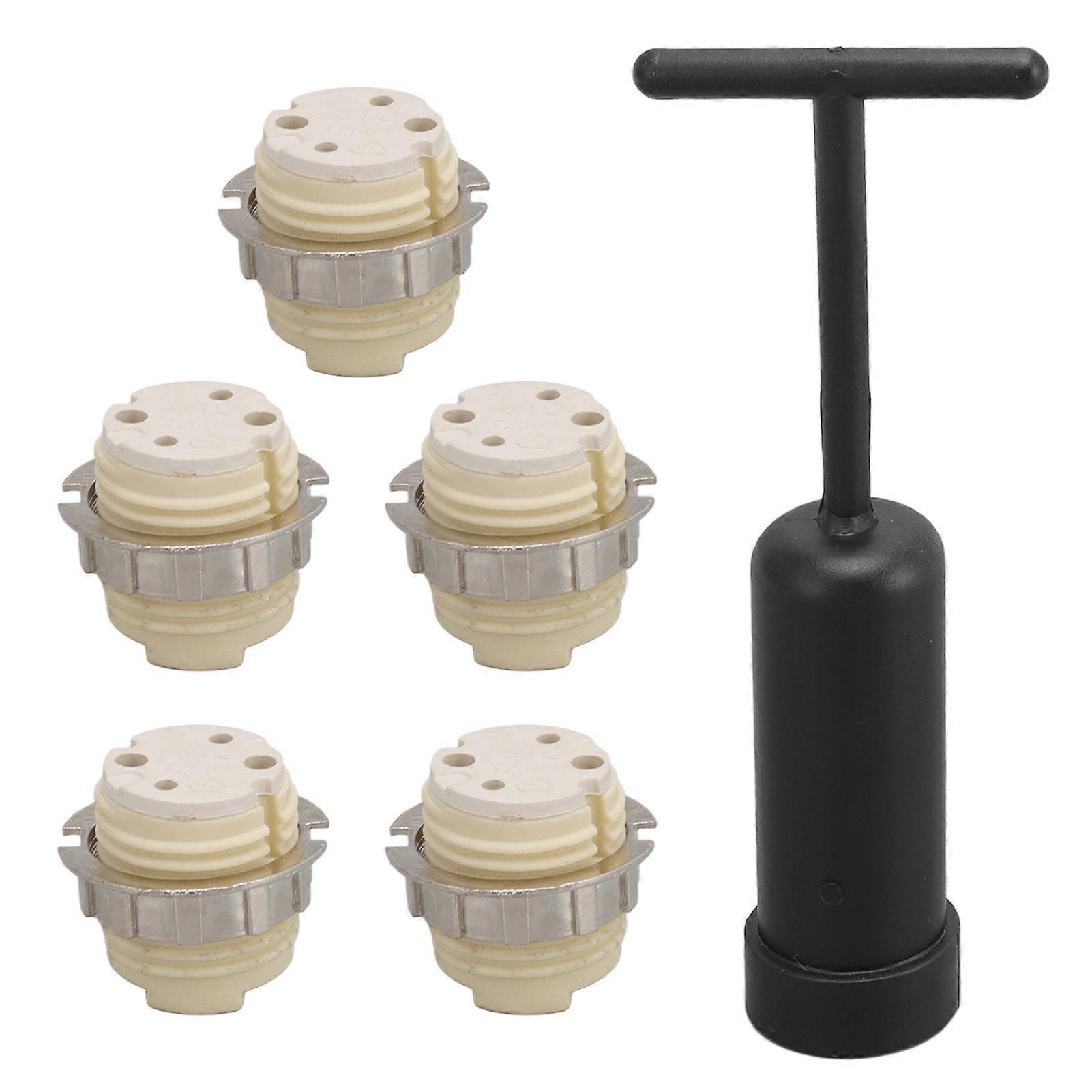 5Pcs G9 Ceramic Lamp Holder Temperature Resistance Zinc Alloy Ring Light Bulb Base Socket with Socket Ring Removal Tool