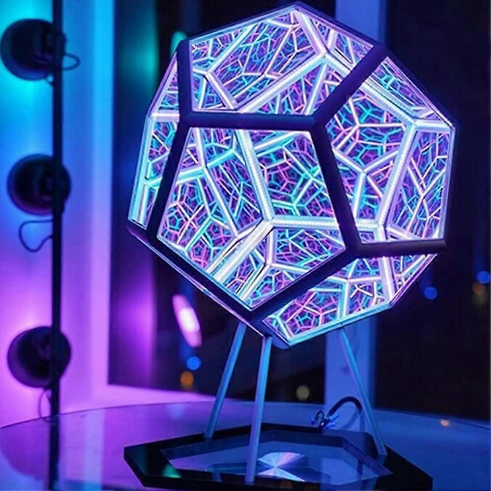 Infinity Dodecahedron LED Desk Lamp, Color Changing, Dimmable, USB Charging
