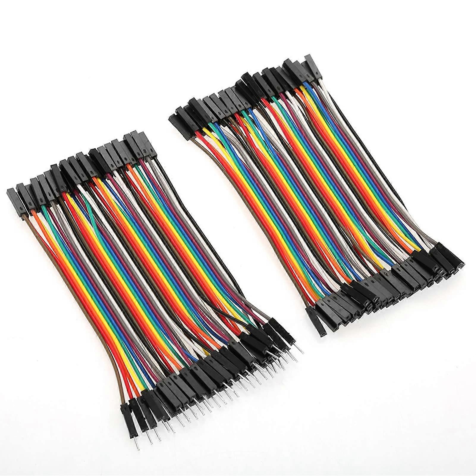 40pin Jumper Wire Ribbon Kit 10CM, 3PCS in 10 Colors for Breadboard and Prototyping, Copper Connector Wires