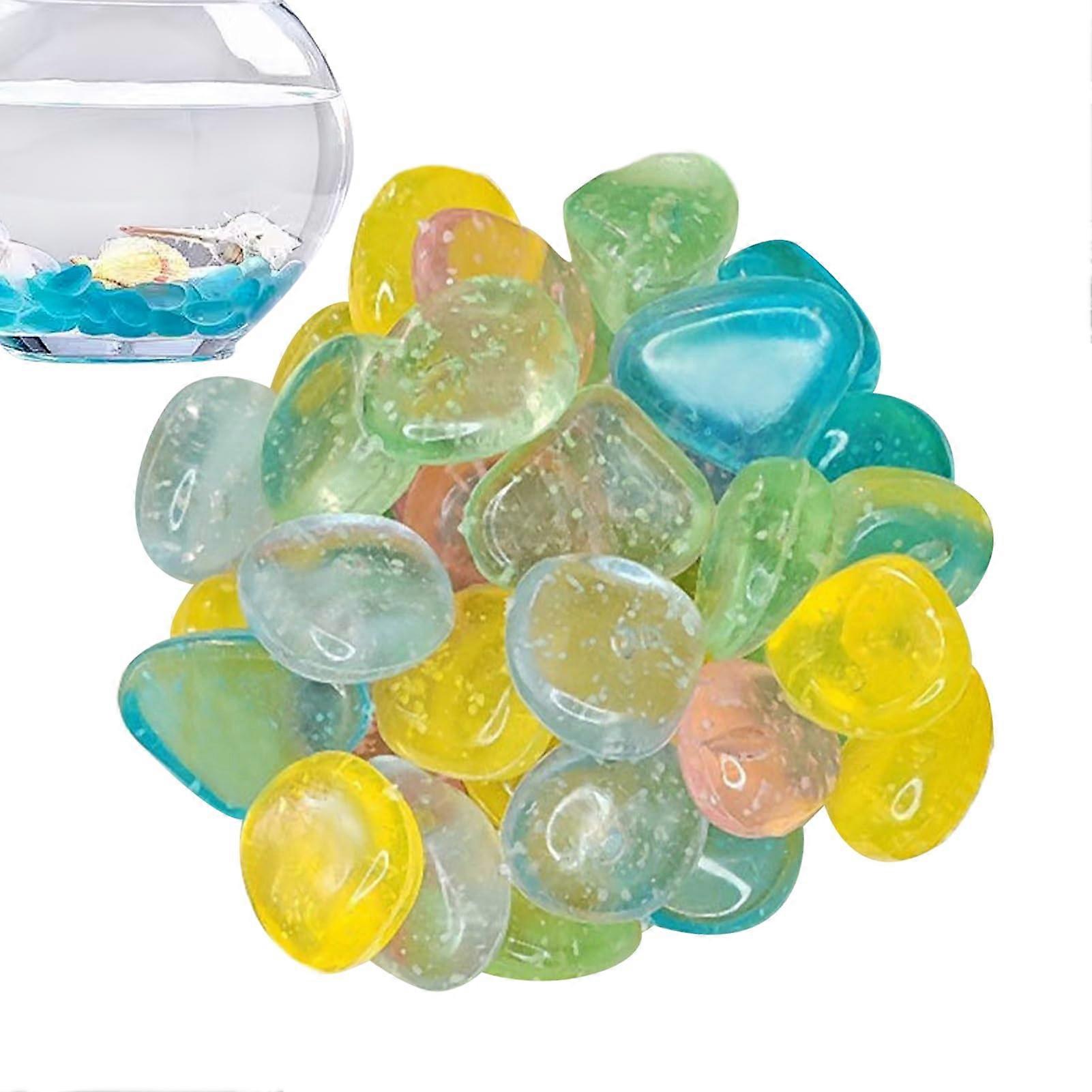 Glowing Stones for Outdoors, Colorful Pebble Decorations for Garden, Aquarium and Backyard, Long-lasting Glow in the Dark
