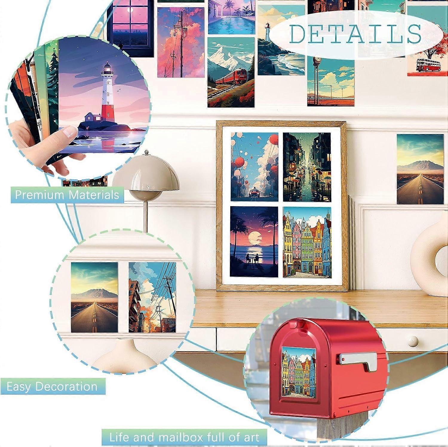 Lot De 50 Cartes Postales 'Rues De Dessins Animés' - 15x10 Cm, Papier Cartonné | Pour Décoration Murale, Scrapbooking, Cadeau - 2