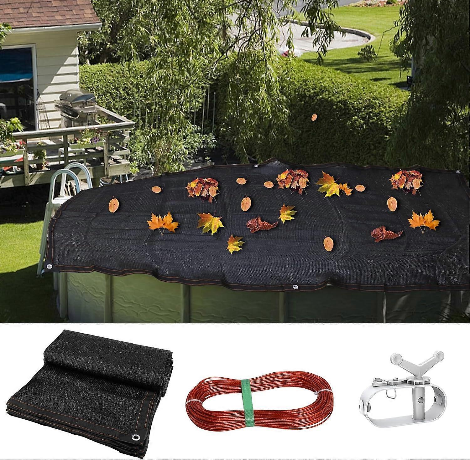 24x24FT Square Pool Leaf Net Cover for Round Pools, Mesh Pool Cover for Inground/above Ground Pools, Sun Shade for Patio Garden