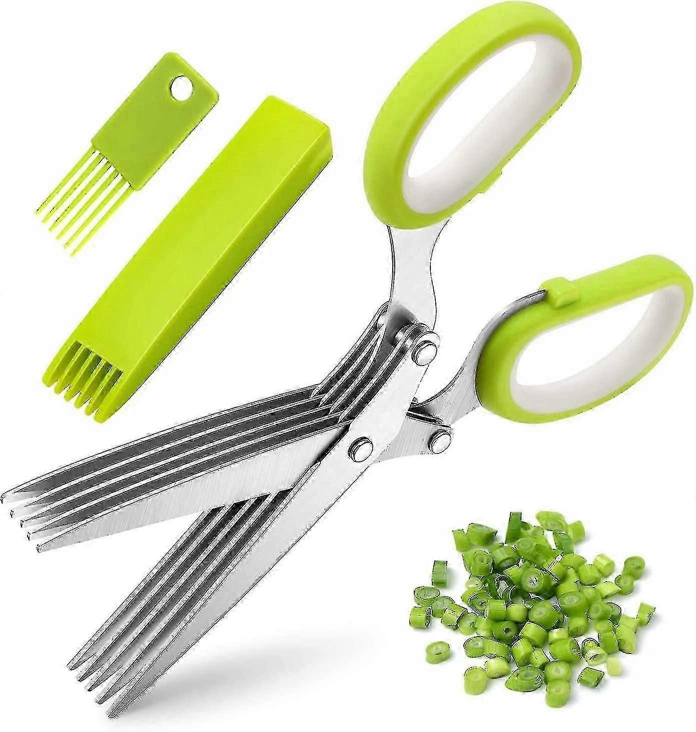 Kitchen Stainless Steel Multi-layer Green Onion Scissors Three-piece Set