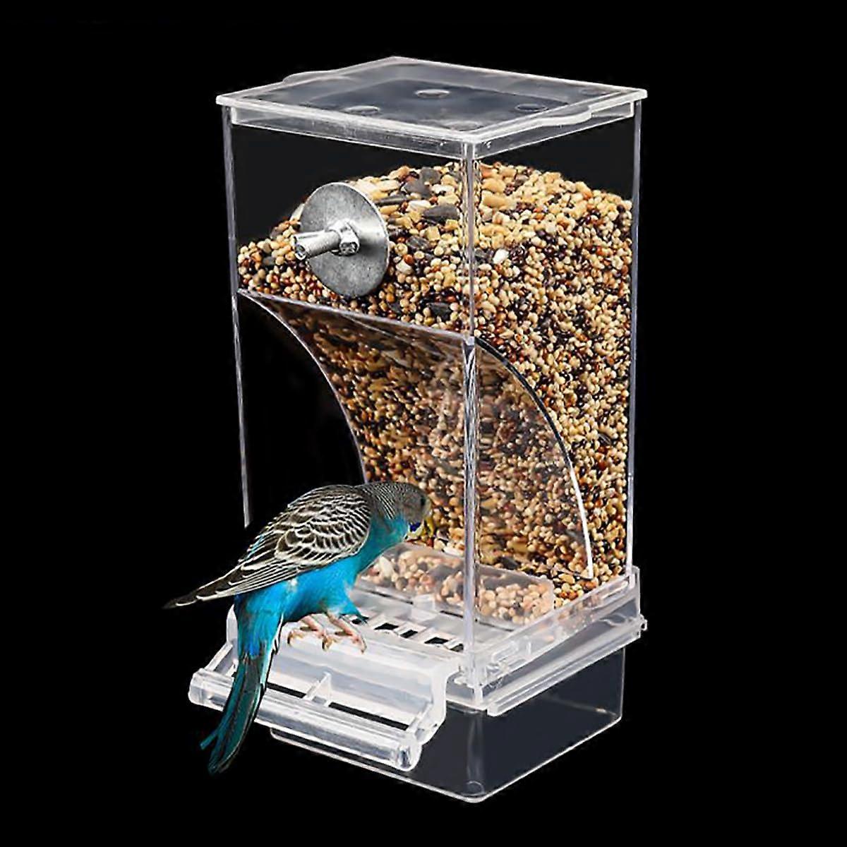 Automatic Bird Feeder, 1 Piece Transparent Hanging Feeder with Perch, No Mess, Bird Cage Accessories for Small and Medium Parakeets, Cockatiels