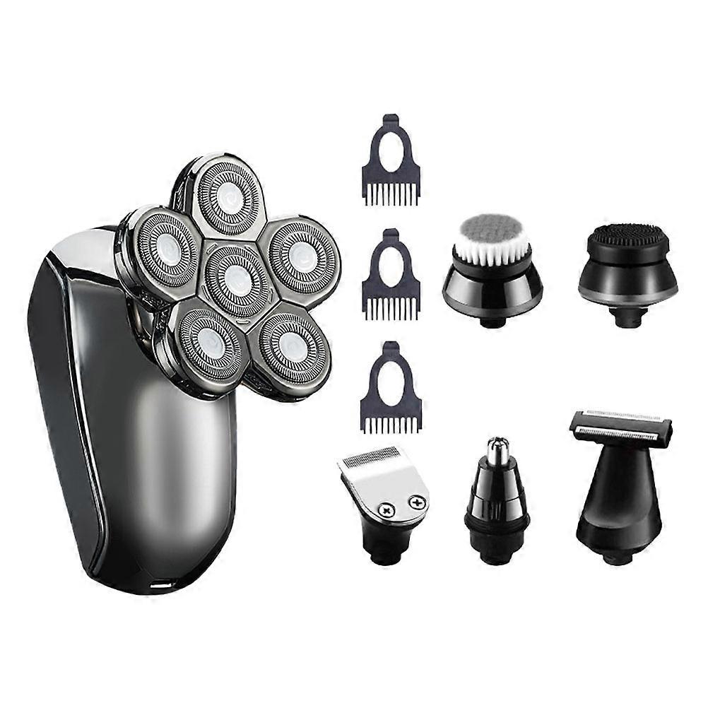 Mens Electric Shavers Multi Functional 6 In 1 For Men Home Use Silver 18 7x11 2cm Waterproof USB Charging 1Set
