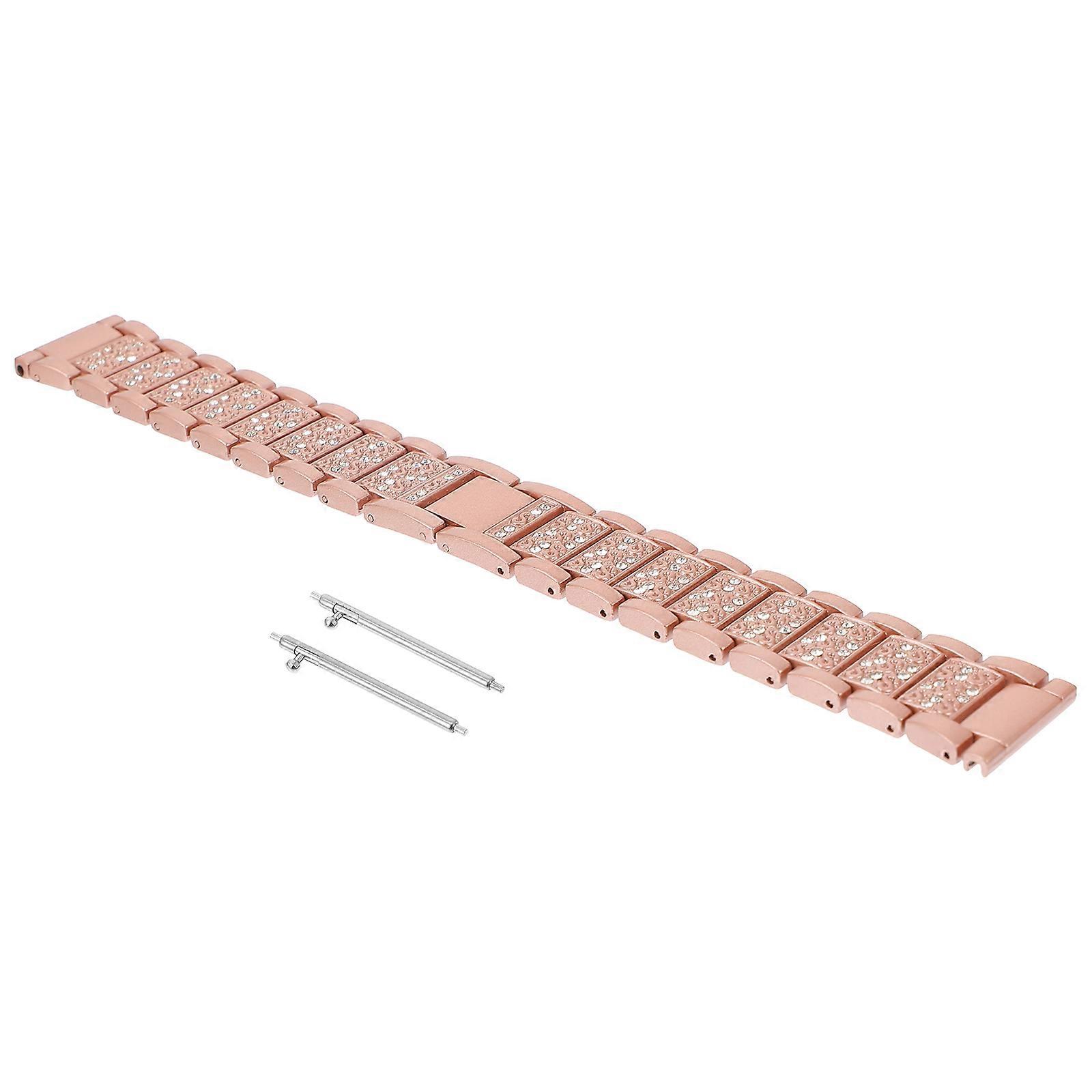 Sparkling Rhinestone Watch Strap for Women – Pink Zinc Alloy Band with Smooth Surface and Easy Installation