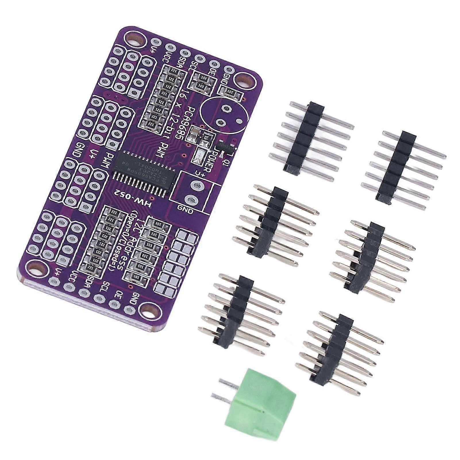 Servo Motor Driver PCA9685 Module with 16 Channels, 12 Bit IIC Interface, 1.6KHz Frequency, 5V Compatibility for DIY Projects
