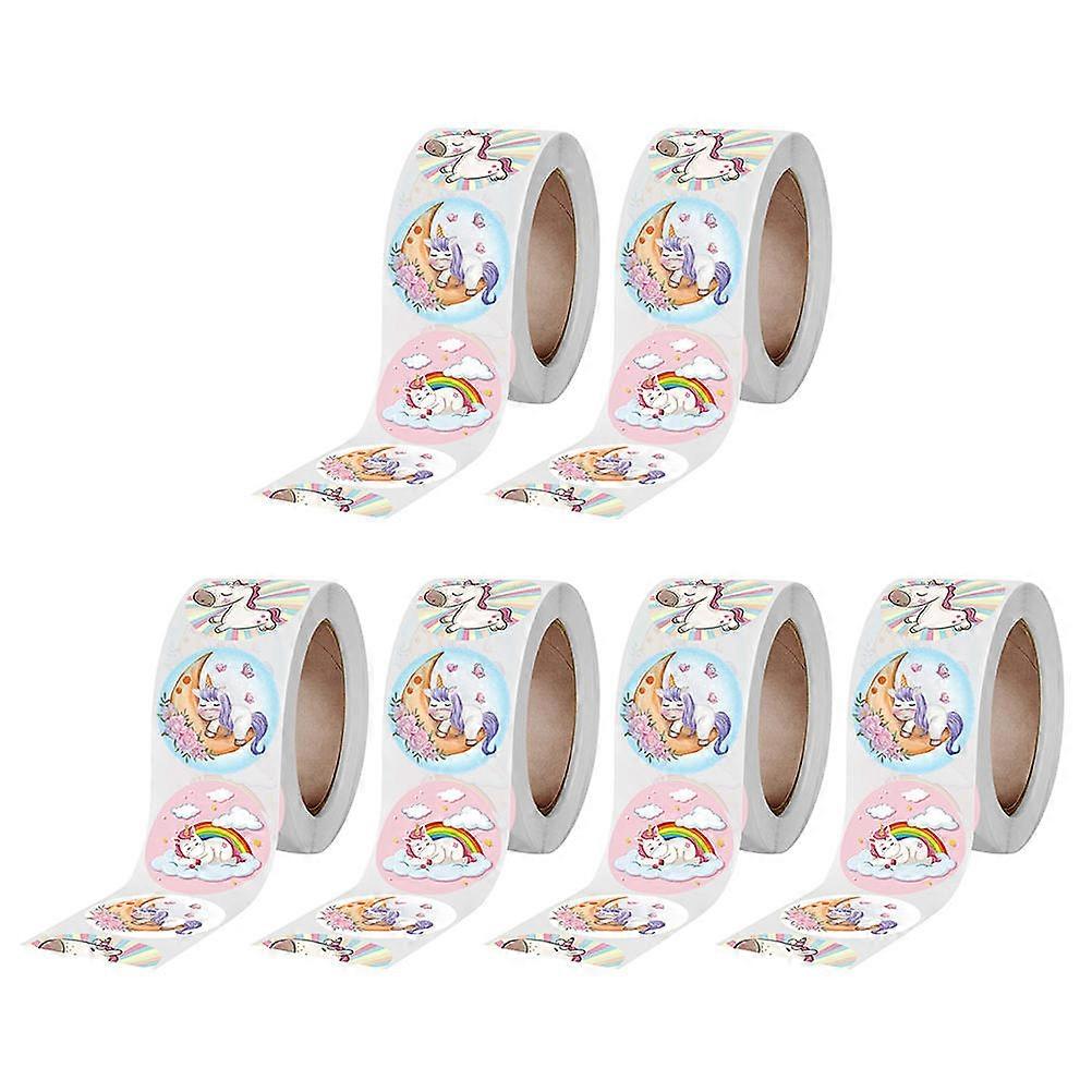 Animal Stickers Self-Adhesive Paper for Gift Packing Boxes Children's Decoration Stickers Square Shape 6 Rolls