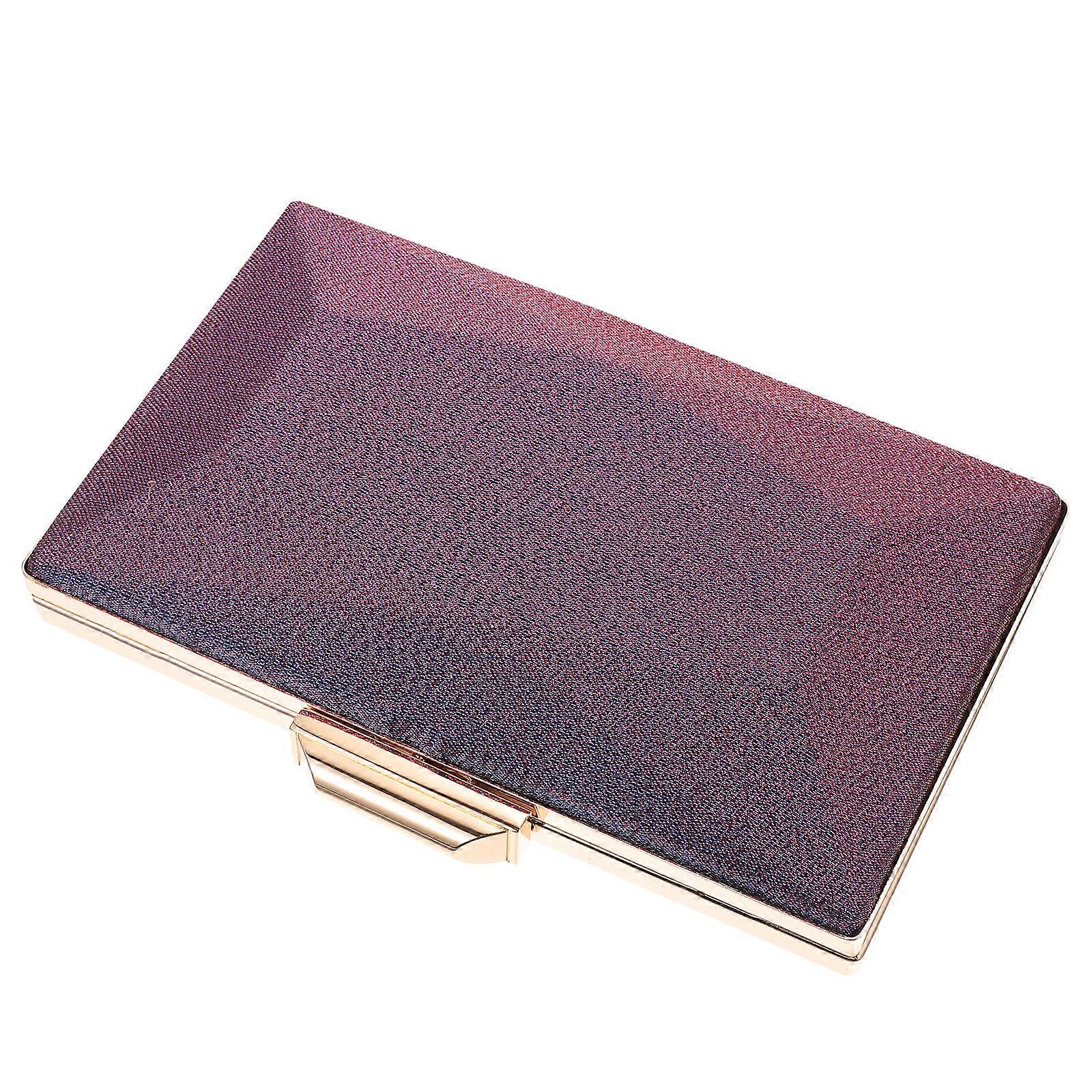 Purple Silk and Polyester Evening Bag with Detachable Shoulder Chain for Storage Use  Large Capacity