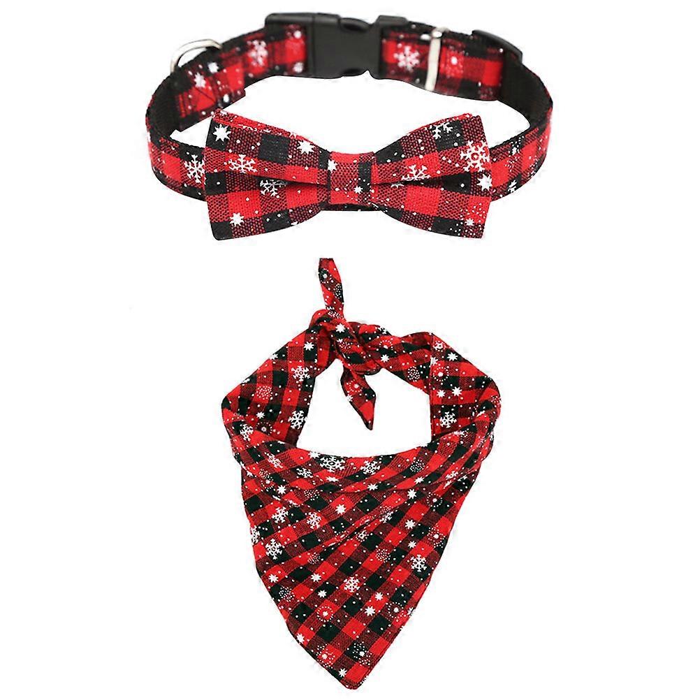 Pet Triangle Scarf Bowknot Design Photo Prop Christmas Accessory 26.8x17.7in 2Pcs