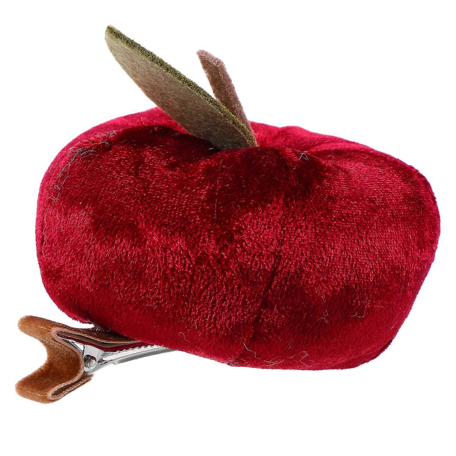 Retro Plush Apple Hairpin – Soft Cartoon Fruit Hair Clip for Parties, Weddings, Birthdays, and Photo Booths – Cute Comfortable Headpiece Accessory