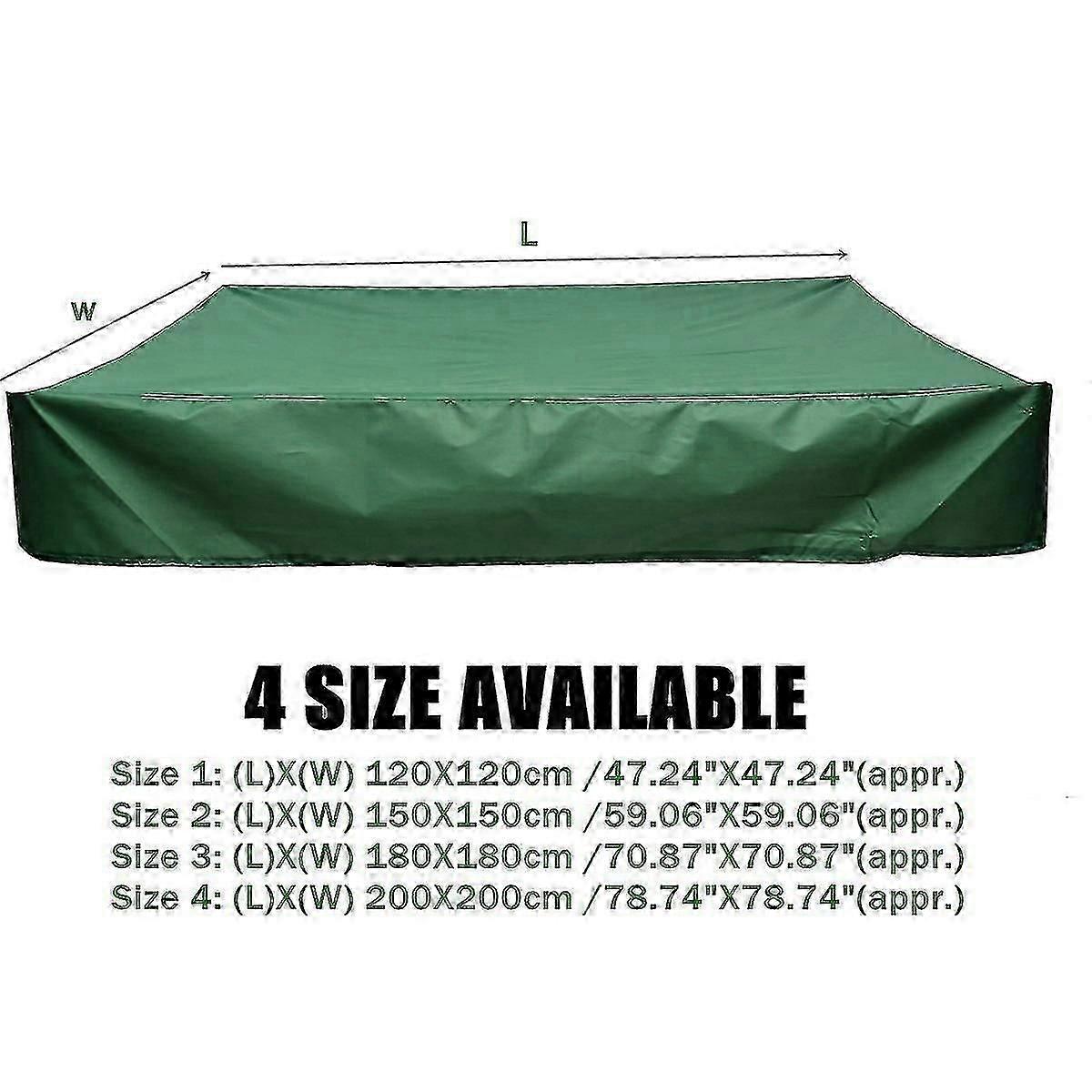 Sandpit Cover 150x150 Cm Waterproof Cover Uv Protection 70% Protection For Oxford Sandpit With Drawstring, Green (150x150 Cm) - MXBC
