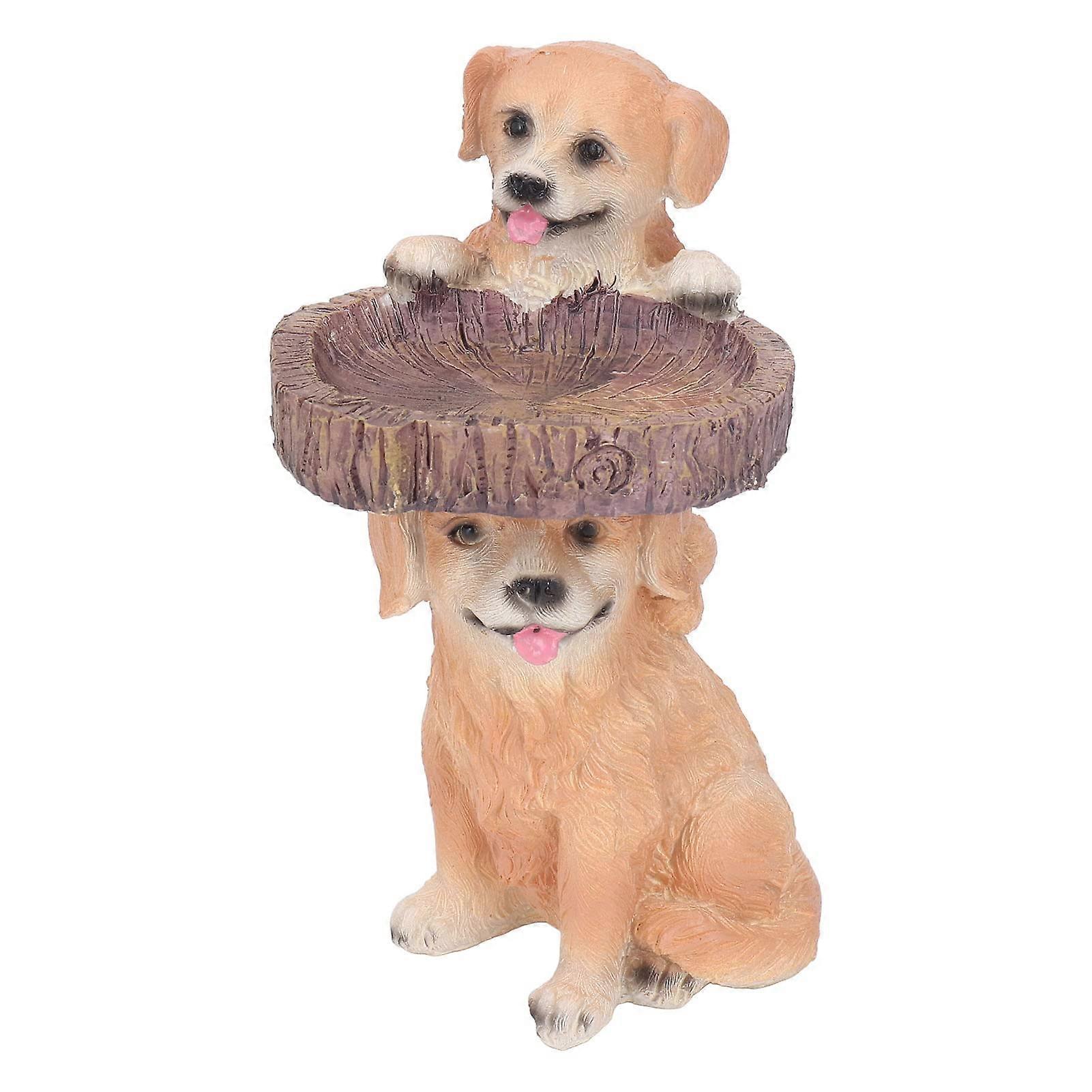 Decorative Dog Statuettes, Realistic Resin Bird Feeder and Bath Sculpture for Garden, Balcony, Patio, and Terrace Decor