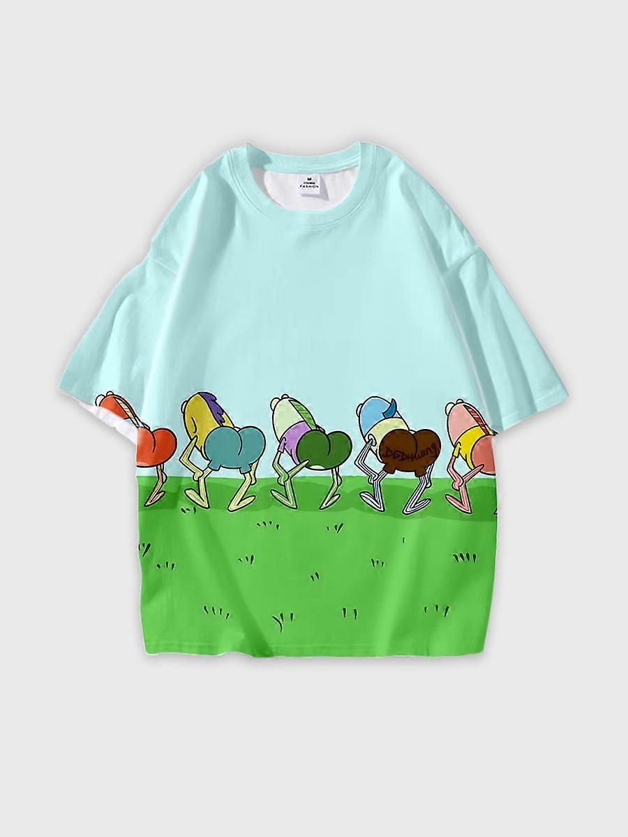 T-shirt round neck Anime Pattern loose short sleeve D1432