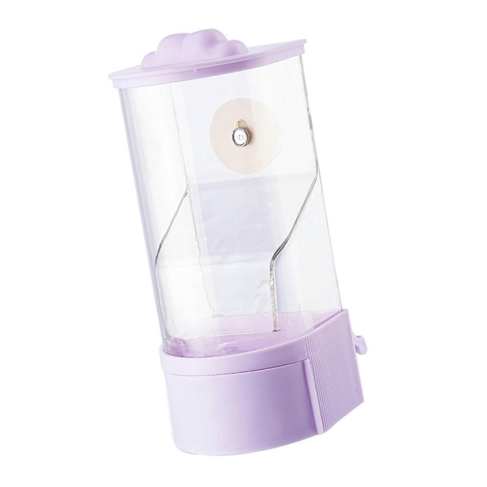 Automatic Bird Feeder for Parrots, Transparent Cage Dispenser, Reduces Waste for Small Birds, Violet Color