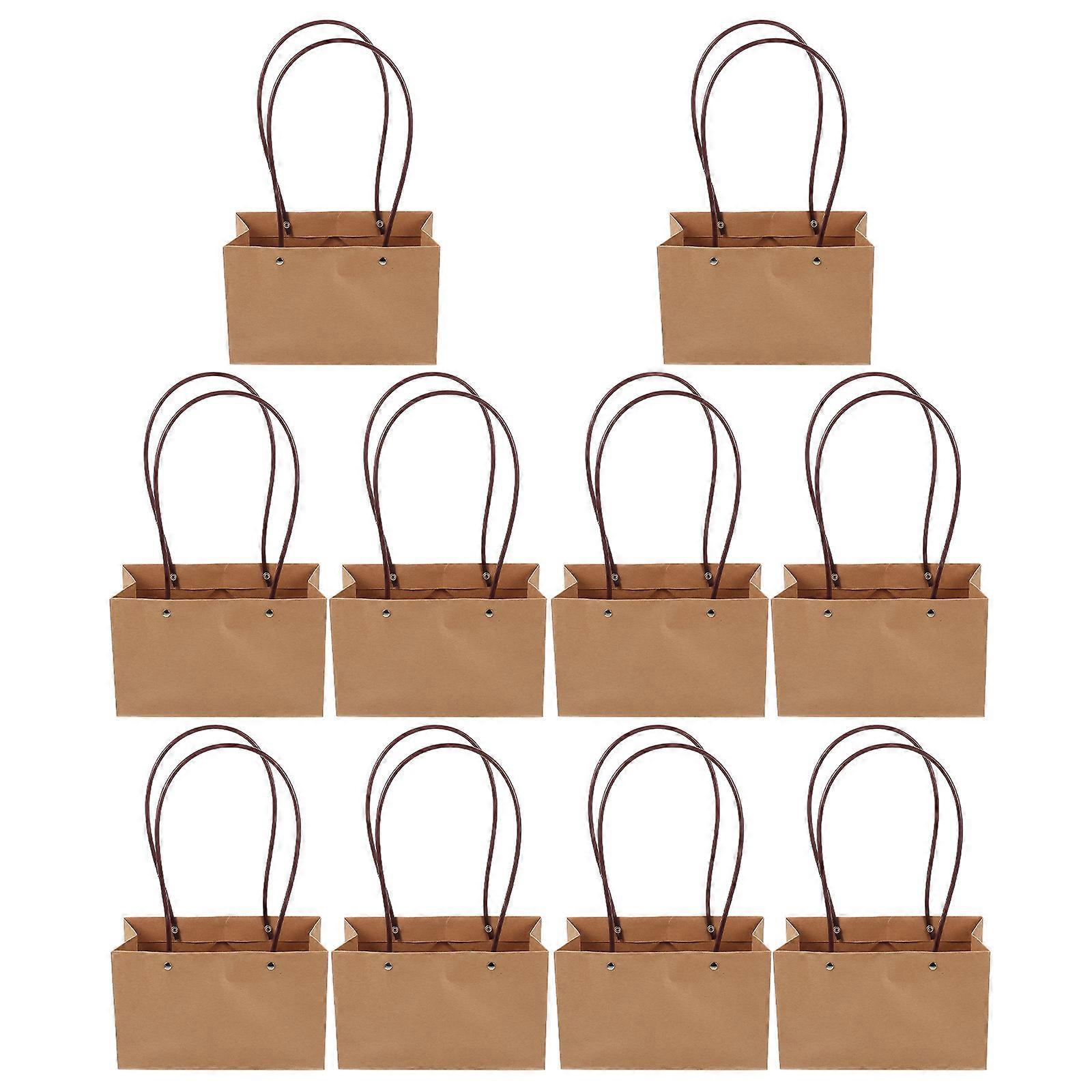 Khaki Kraft Paper Gift Bags with Zipper for Daily Use Durable and Sturdy 10 Pieces