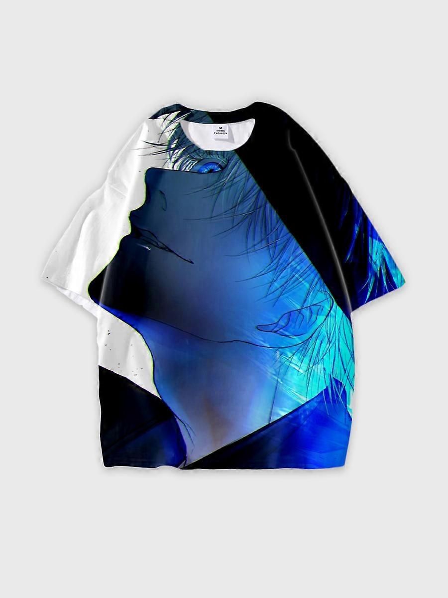 T-shirt round neck Character Pattern loose short sleeve P461