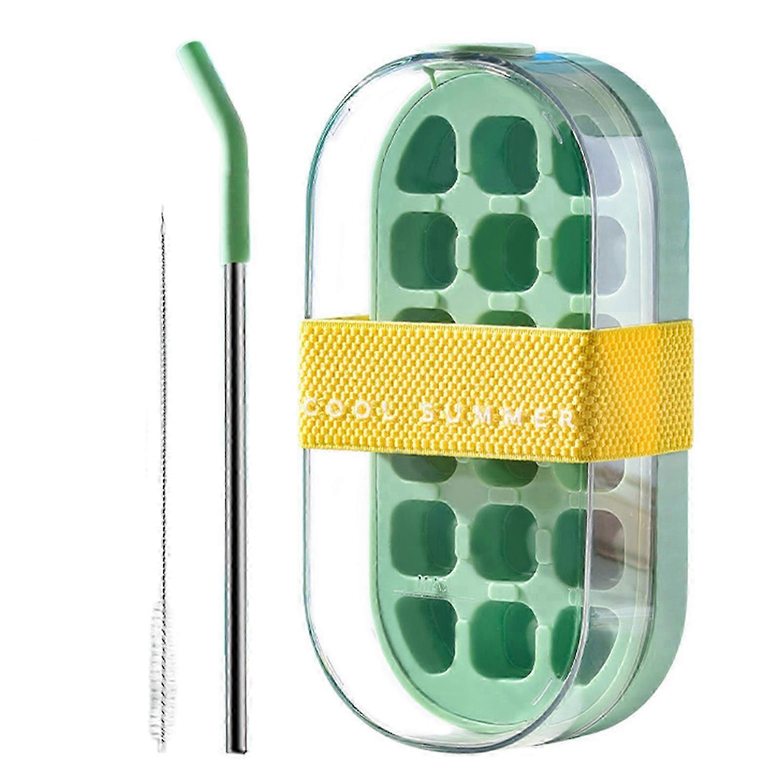 Cool Summer Ice Bottle Cup 2 in 1 Ice Cubes Bottle with Straw No Spill Ice Maker Water Bottle