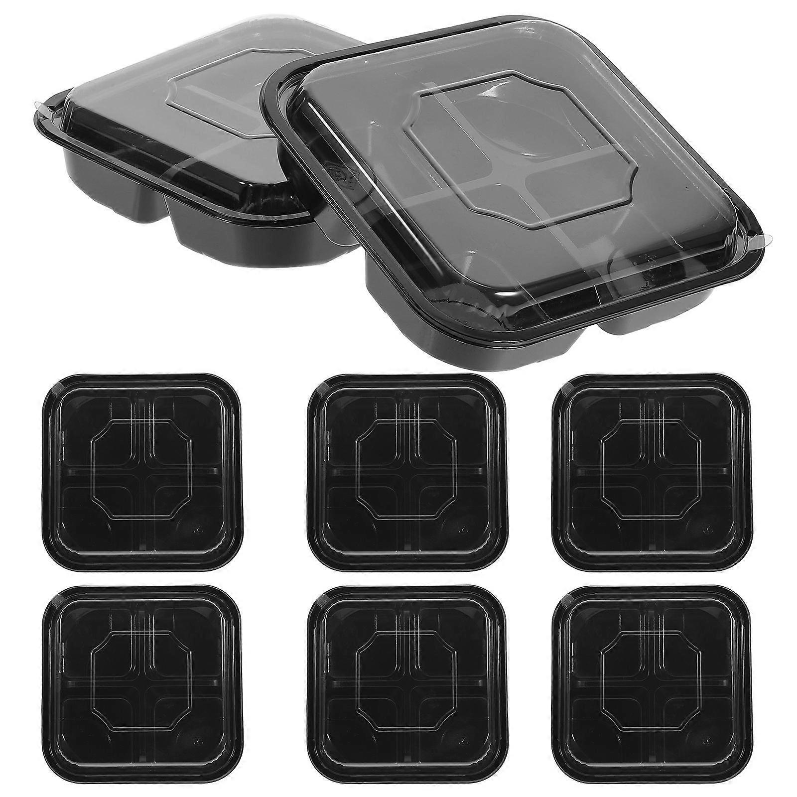 10 Pack MultiFunctional Black PET Food Storage Box for Home and Picnic with Separate Grid Design