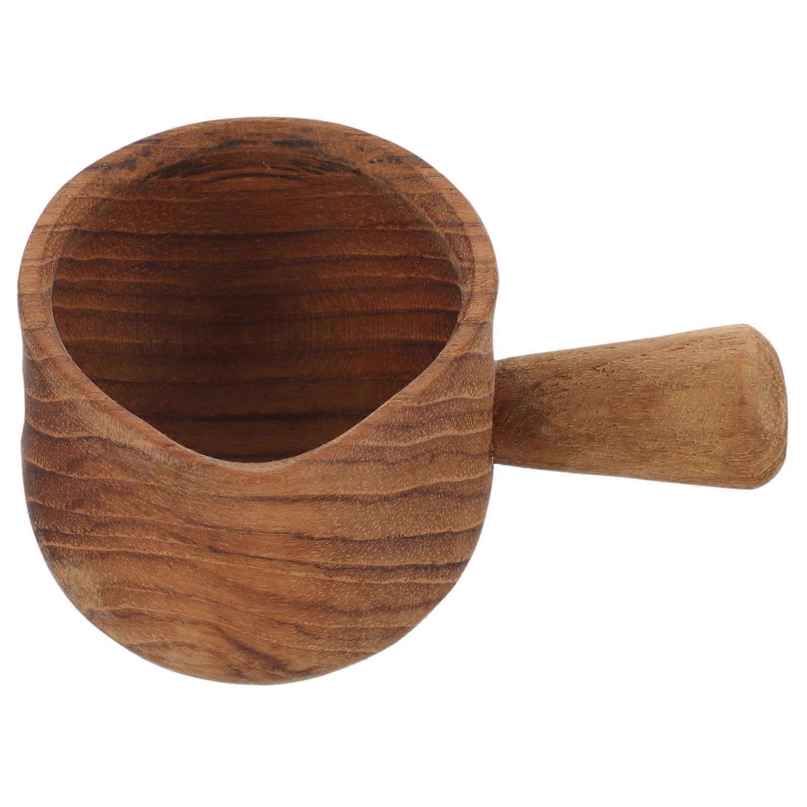 Mini Creamer Pitcher Wooden Honey Pitcher Small Coffee Milk Cup with Handle