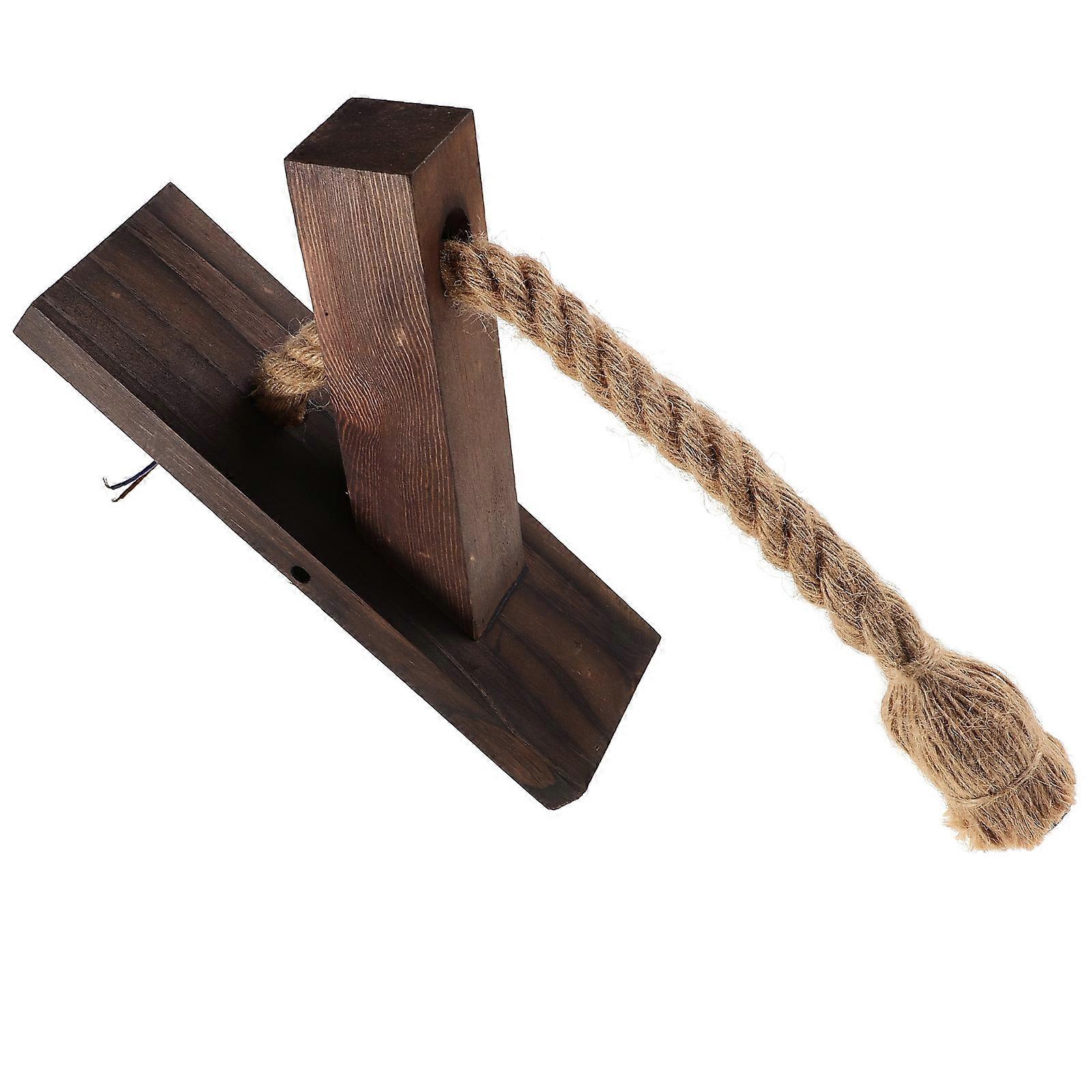 Rope Art Lamp with Wood and Hemp Material for Cozy Home Lighting in Light Brown Color Small Size