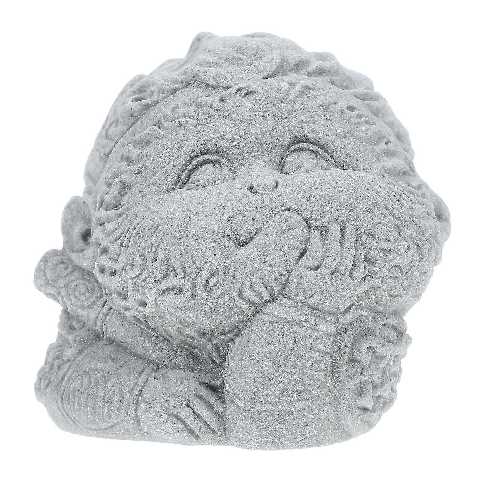 Grey Blue Sandstone Buddha Statue for Fish Tank Decor Features Good Details and Retro Atmosphere 4.5 Inches