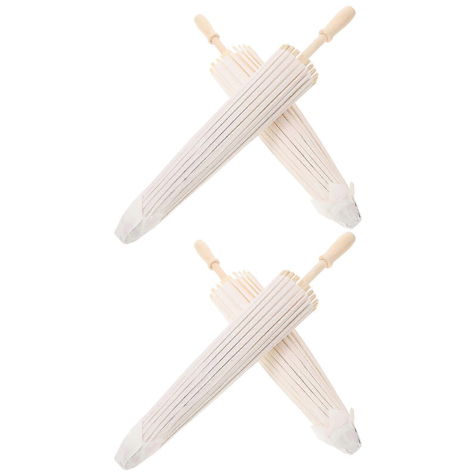 DIY HandPainted Paper Umbrella for Kids with Wooden Handle White Blank Umbrella for Decoration 4 Pieces