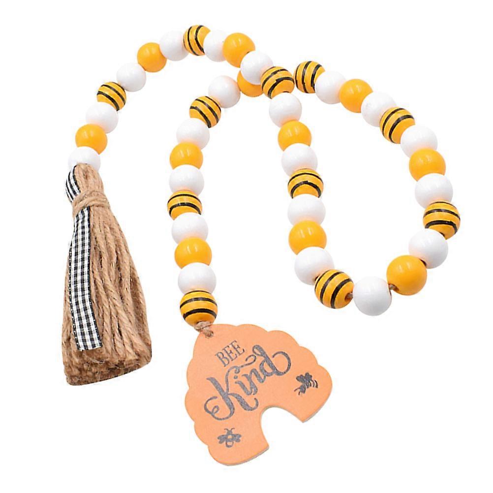 Wood Bead Garland with Tassel for DIY Use Multi Color Bee Theme Design 7.87 Inches