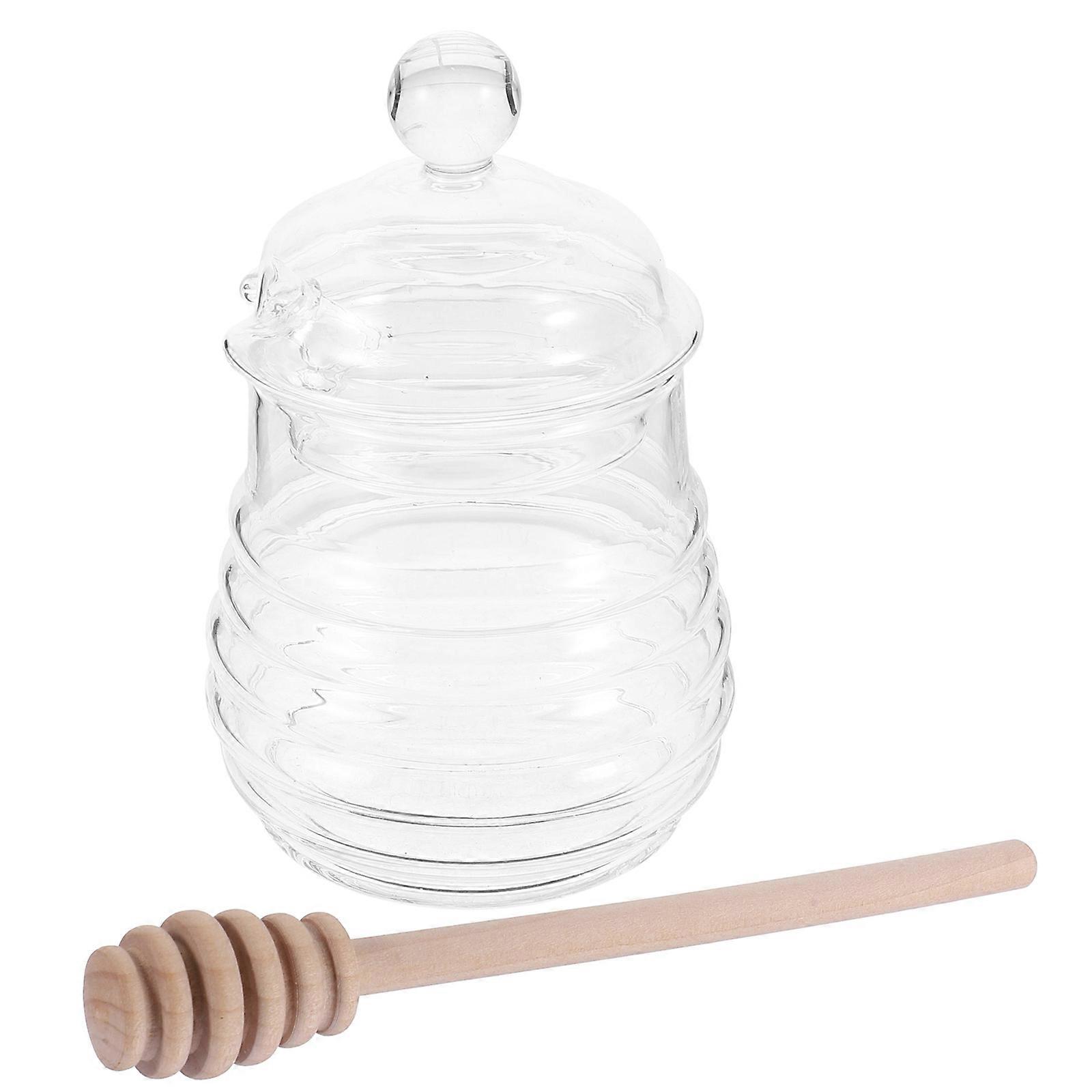 Glass Honey Jar with Dipper for Storage Easy to Clean and Versatile 1 Set