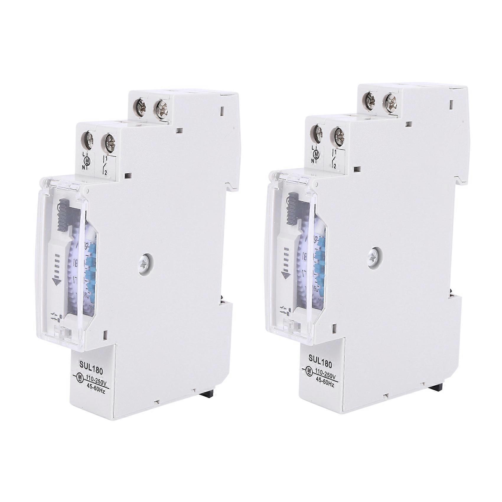 2X SUL180a 15 Minutes Mechanical Timer 24 Hours Programmable Din Rail Timer Time Switch Relay Analys