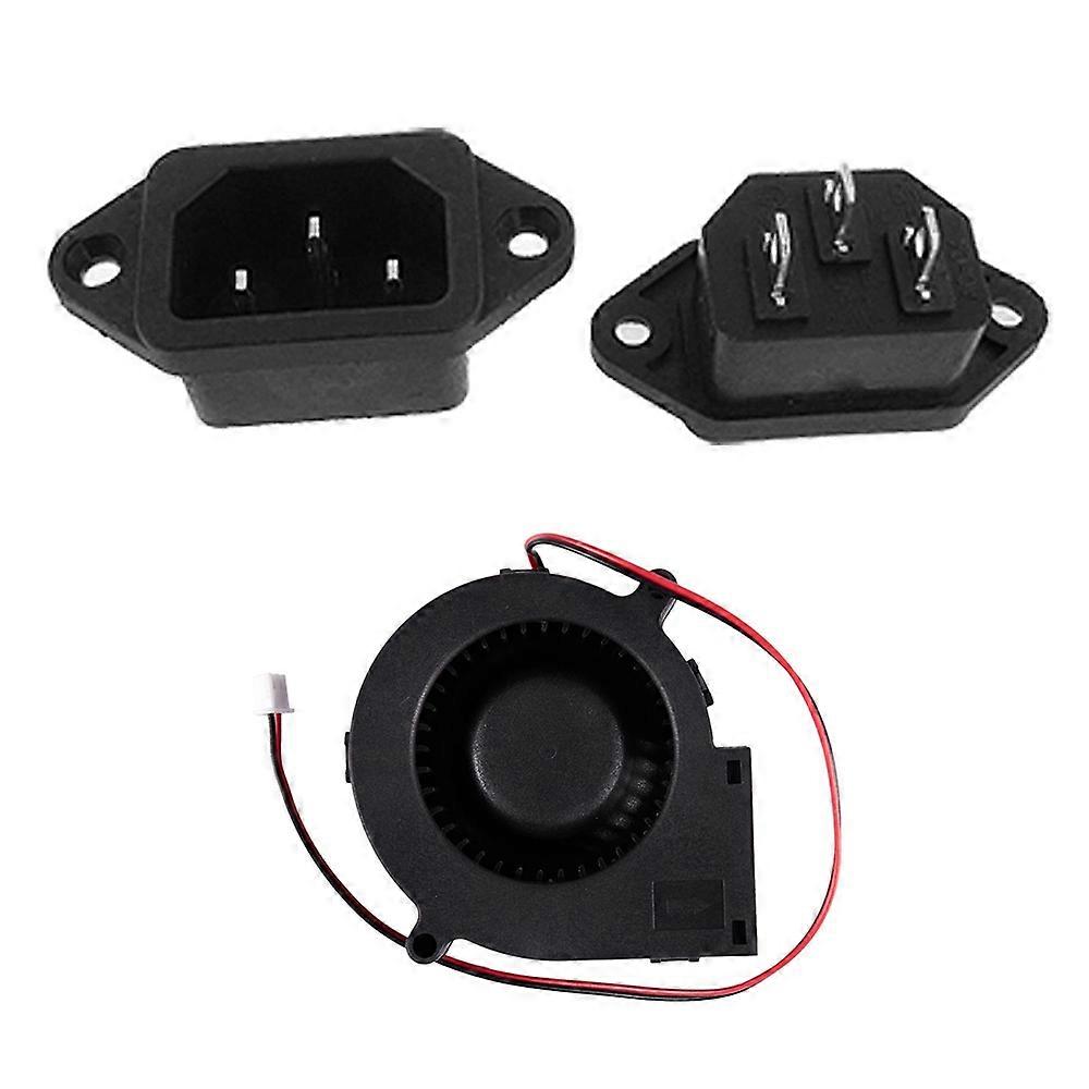 5x 3P IEC 320 C14 Male Plug Panel Power Inlet Sockets Connectors & 1pc DC 12V 0.36A 2Pin Computer PC
