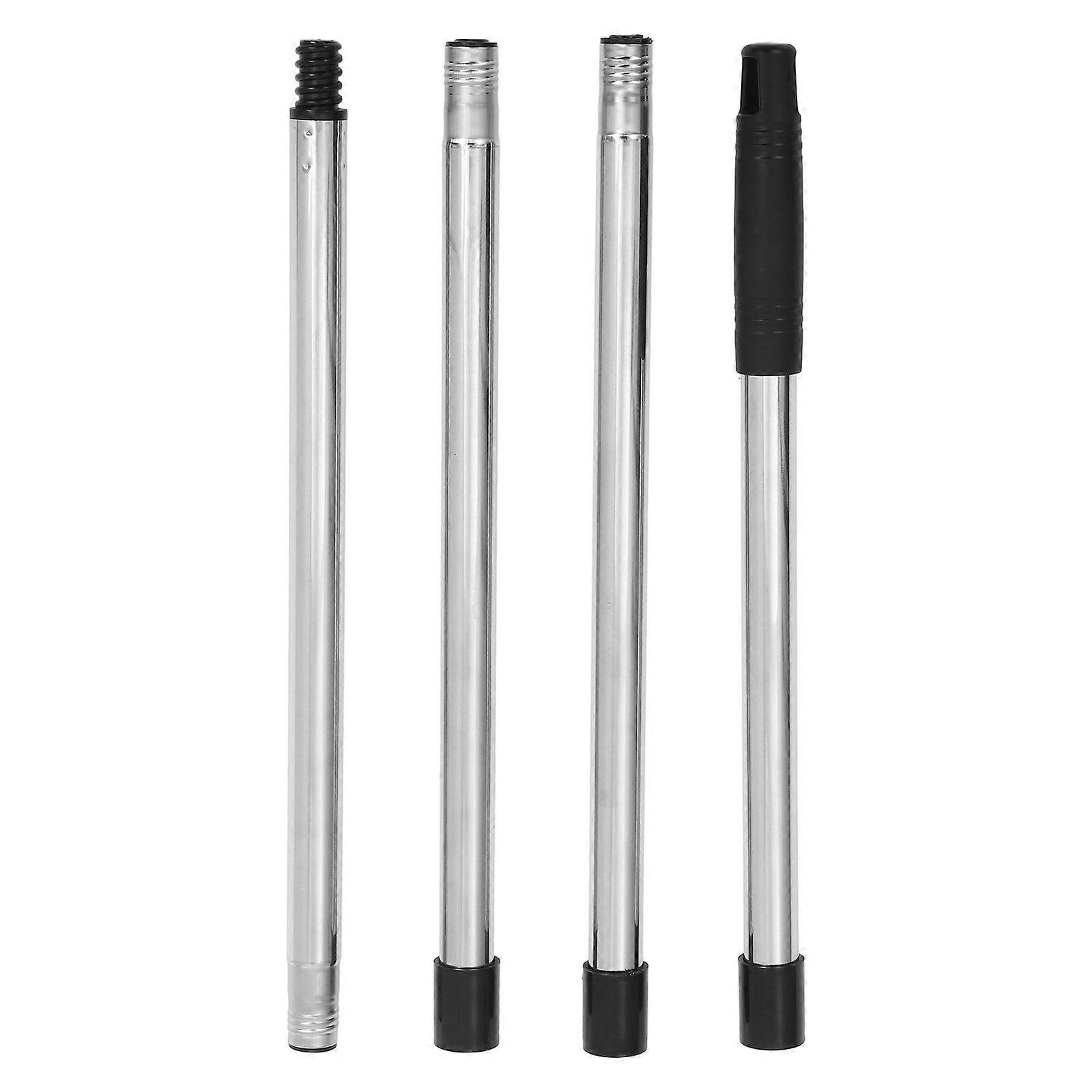 Stainless Steel Mop Handle with Threaded End 4 Section Extendable Pole Replaceable Mop Stick Replacement for Household Cleaning Black