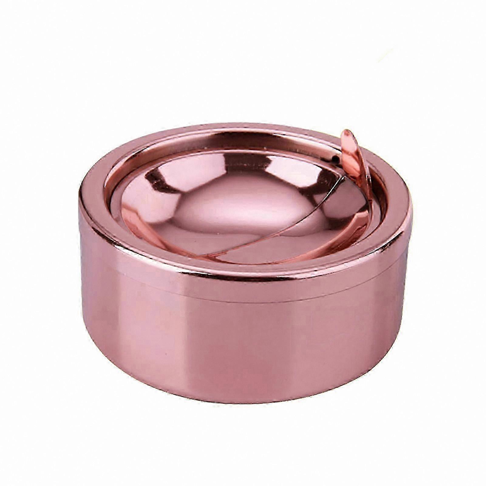 Windproof Round Metal Ashtray with Lid for Home Use