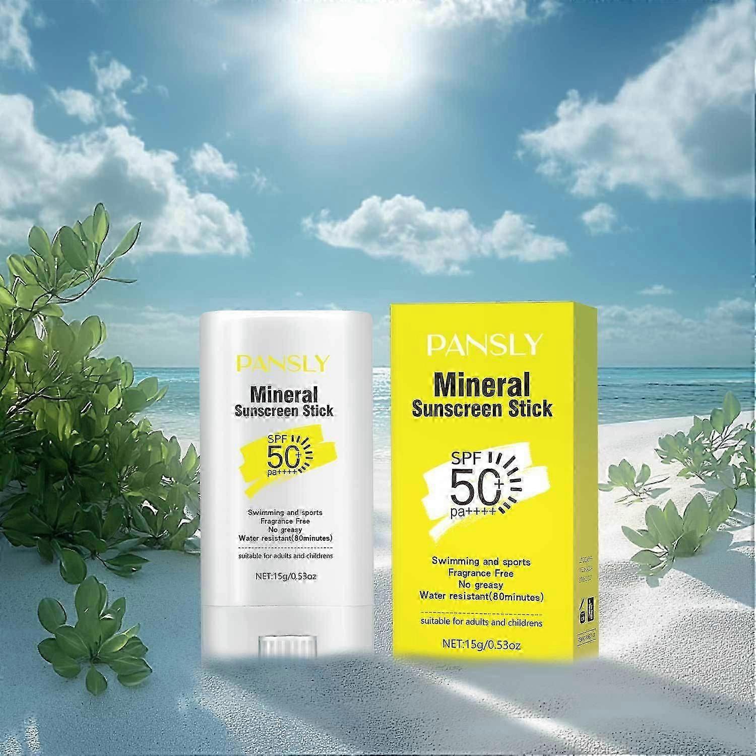 لاصق واقي من الشمس، واقي من الشمس معدني SPF 50 PA++++، كريم شمس غير لزج مقاوم للماء بدون مصبوب أبيض للوجه والجسم، مرطب للوجه SPF 50، صن ستي