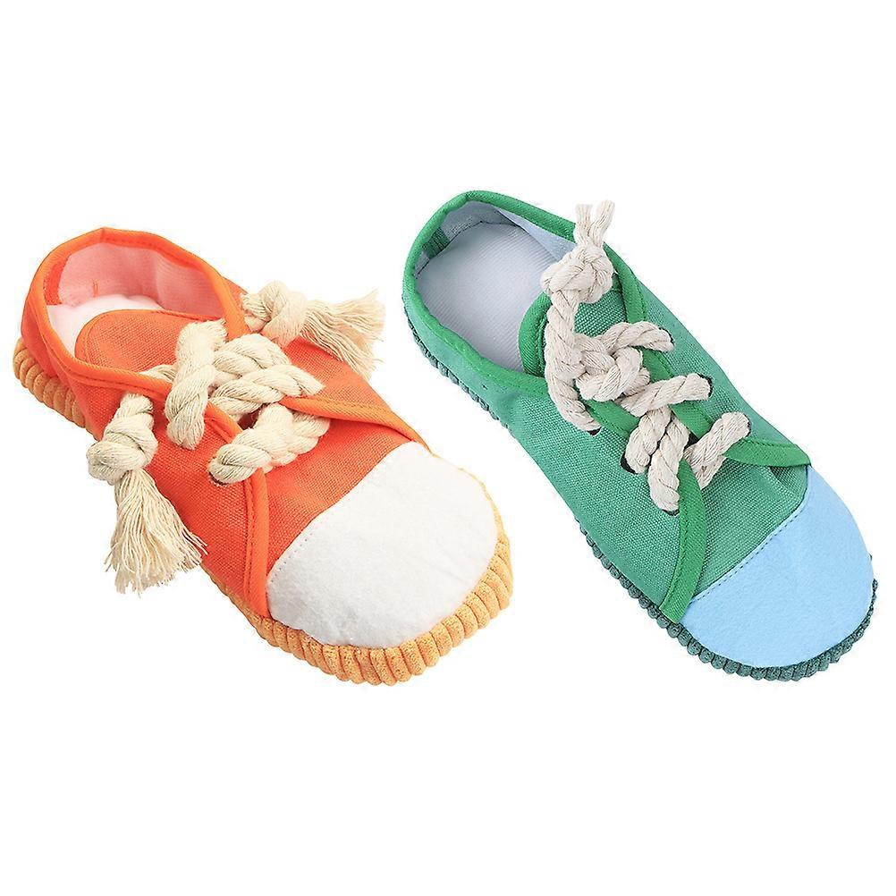 Shoe Chew Dog Toy 2Pcs Mini Sneakers Indoor Playtime Assorted Color Squeaky Entertainment
