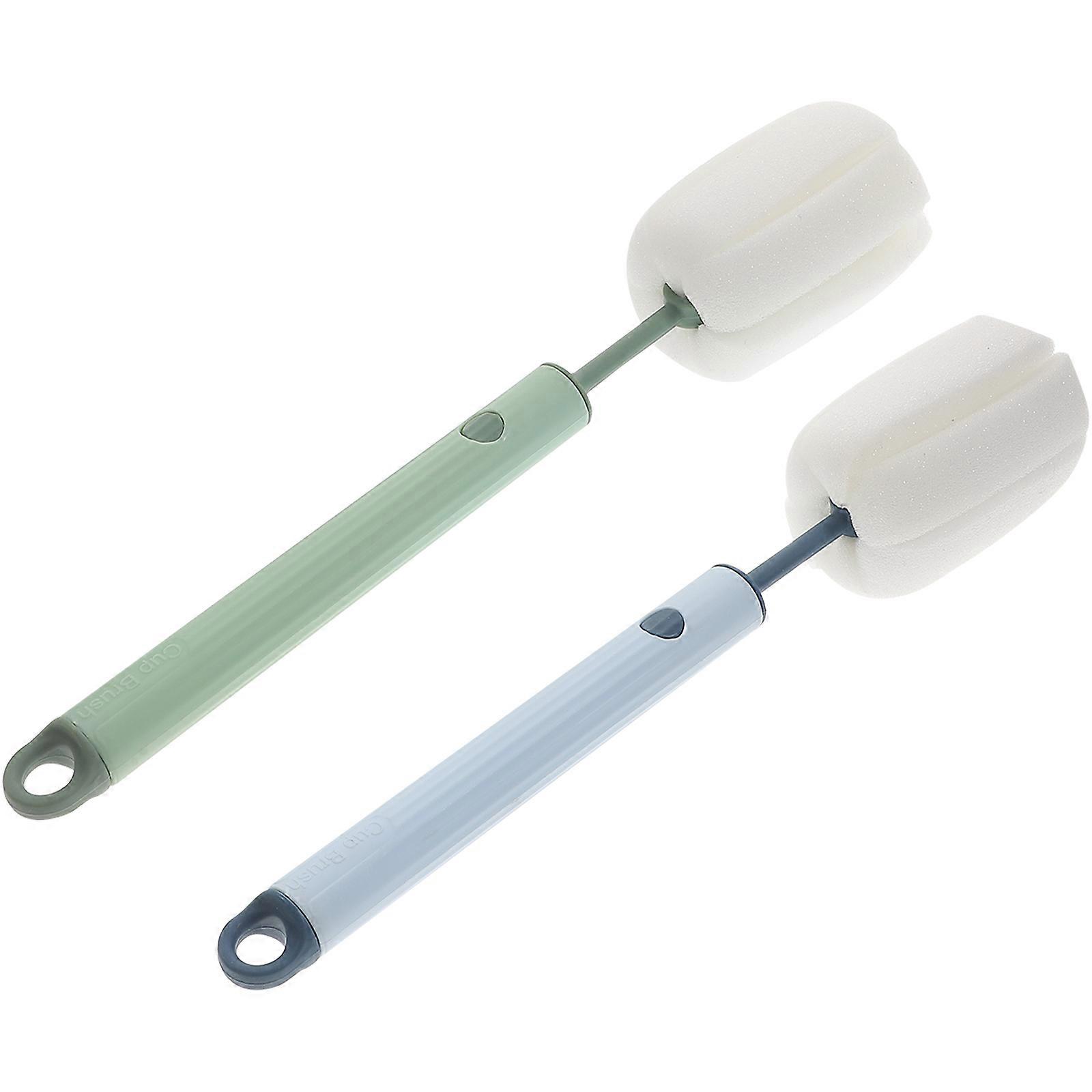 Long Handle Bottle Sponge Brush Set   Reusable Soft Sponge Heads for Glass Mugs, Feeding Bottles & Narrow Neck Containers   Kitchen Cleaning Tool